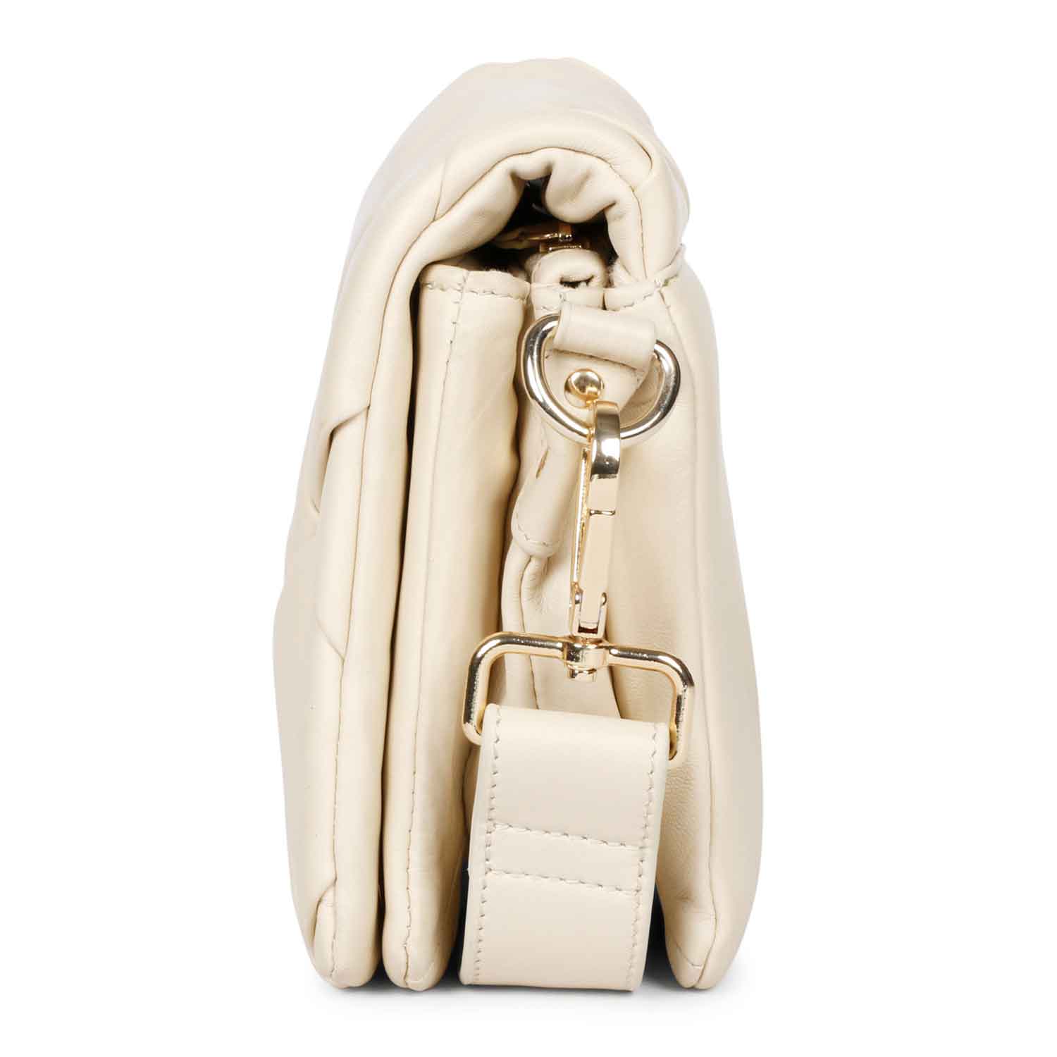Kate Cream Leather Handcrafted Cross Body Sling Bags - Image 4