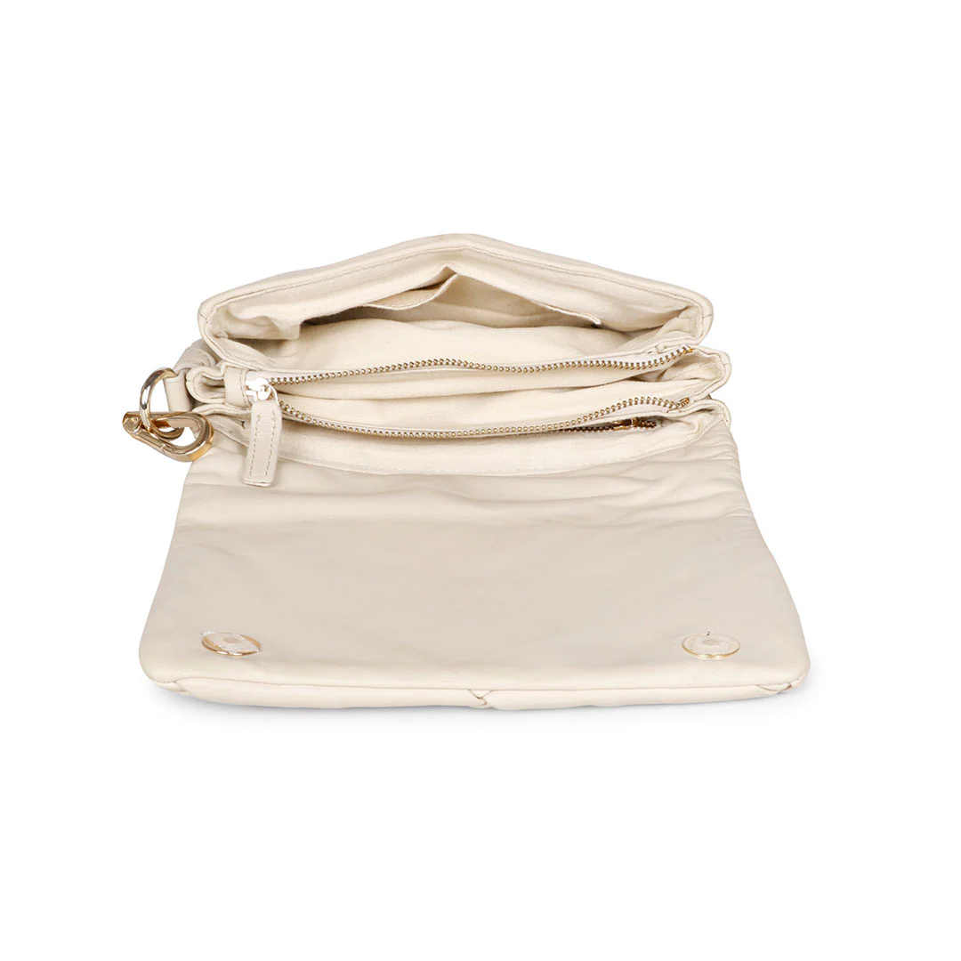 Kate Cream Leather Handcrafted Cross Body Sling Bags - Image 6