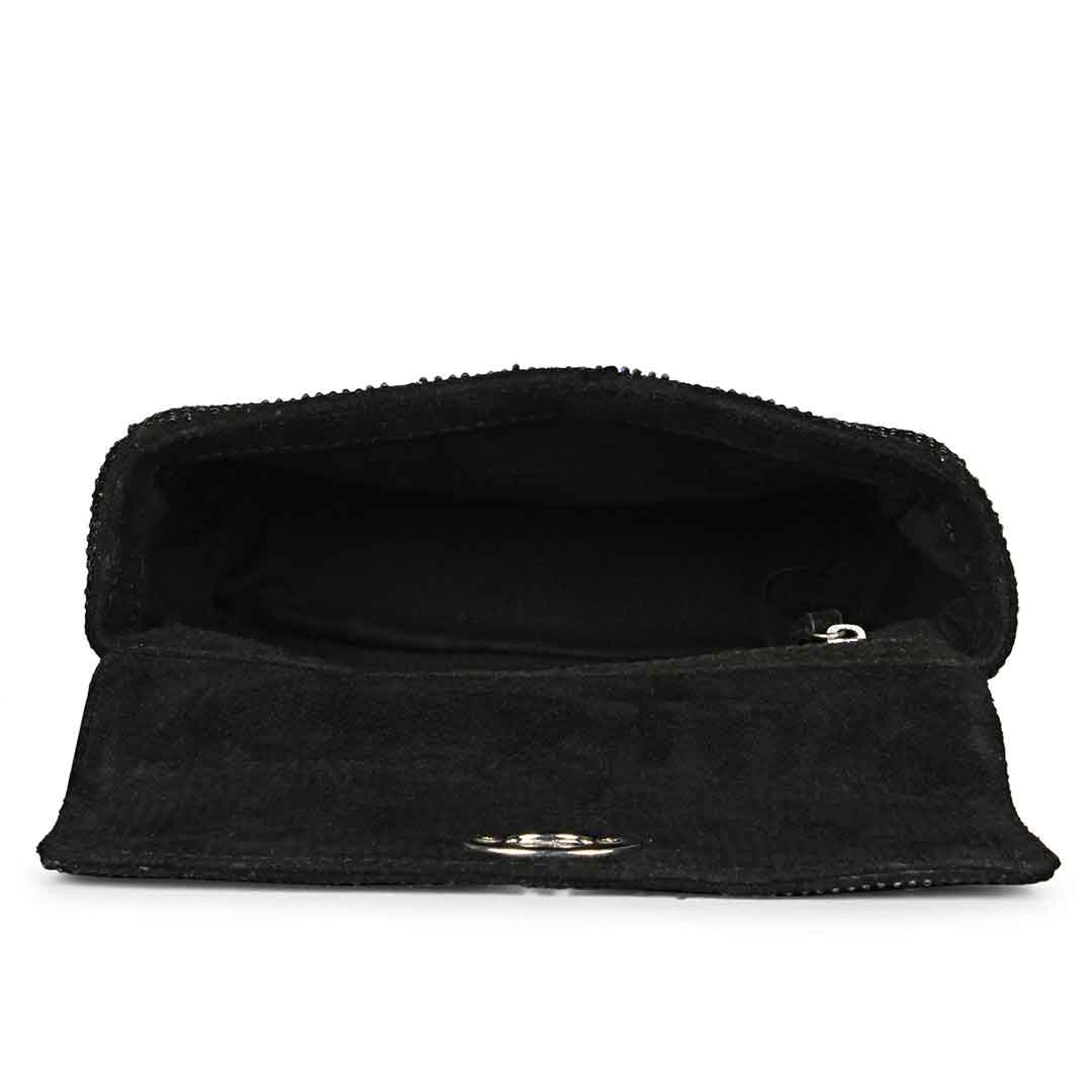 Alayna Black Leather Crystal Shoulder Bags With Detachable Handel - Image 5