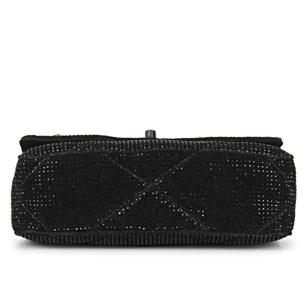 Alayna Black Leather Crystal Shoulder Bags With Detachable Handel - Image 6