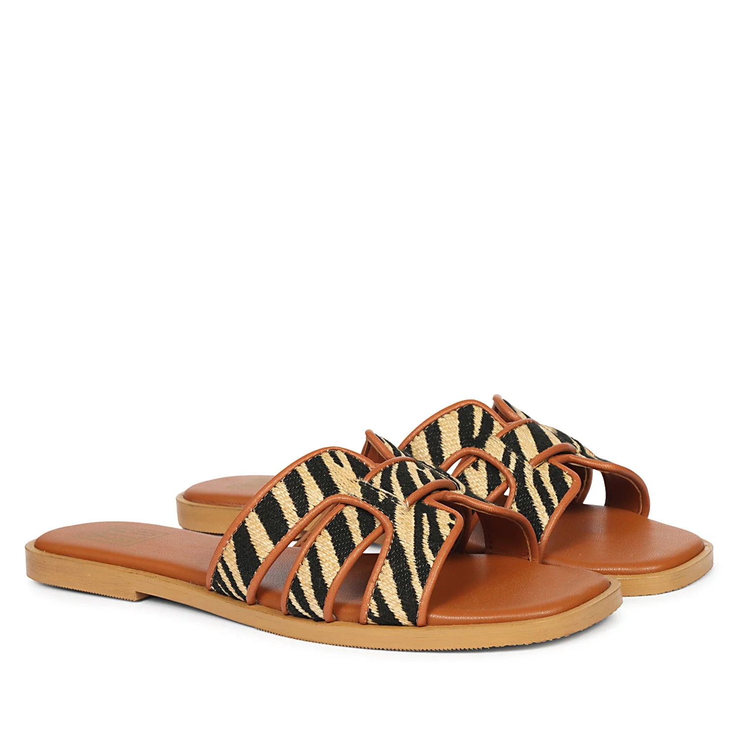 Aliana Beige Leather Flat Sandals - Image 2