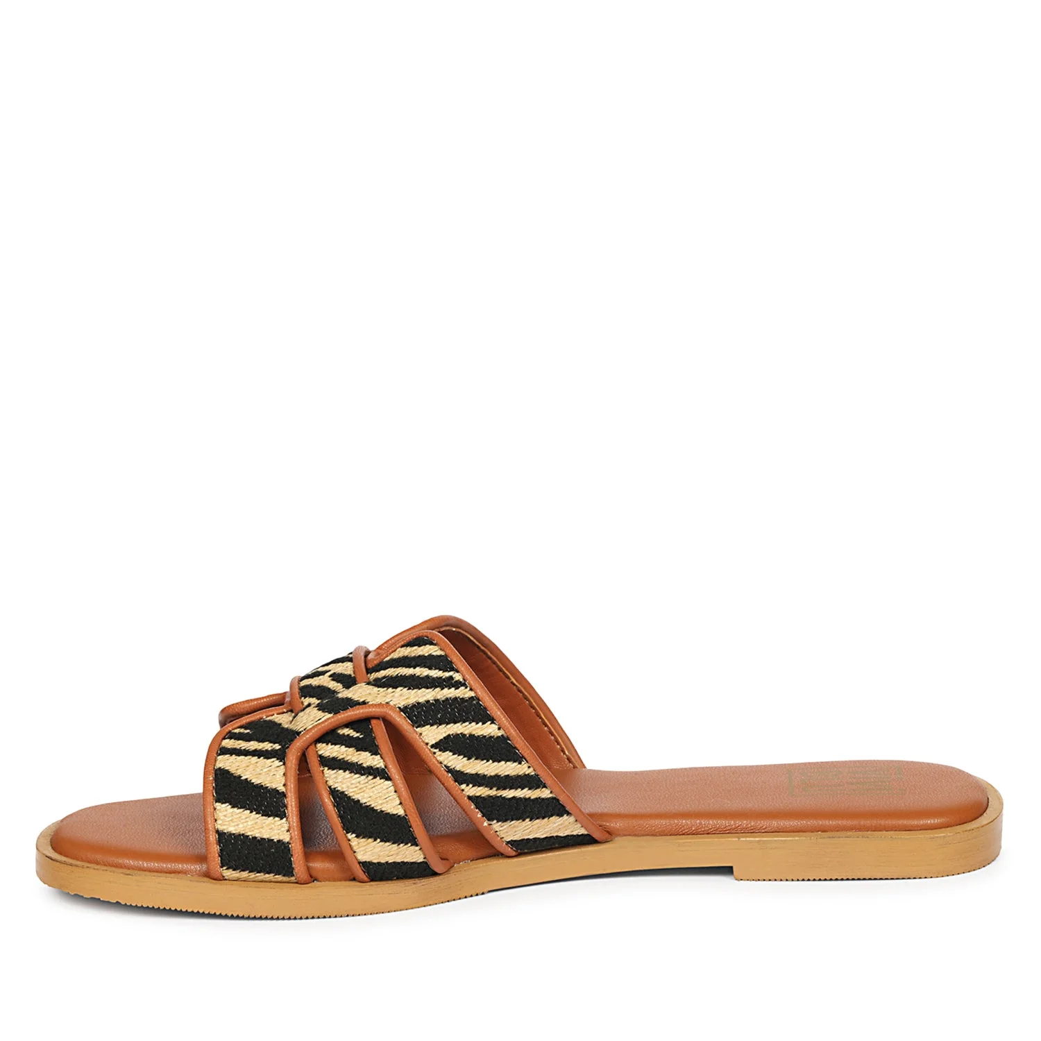 Aliana Beige Leather Flat Sandals - Image 3