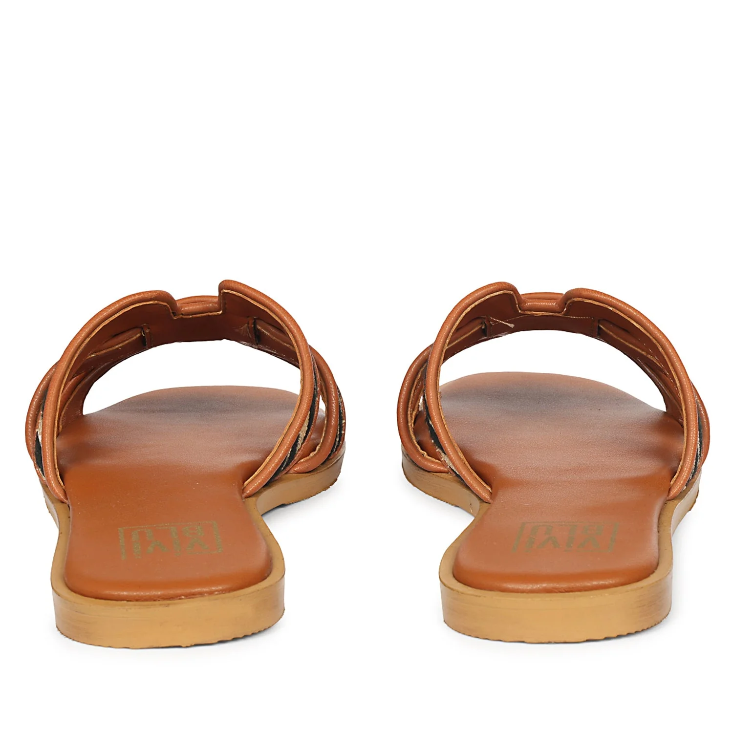 Aliana Beige Leather Flat Sandals - Image 5