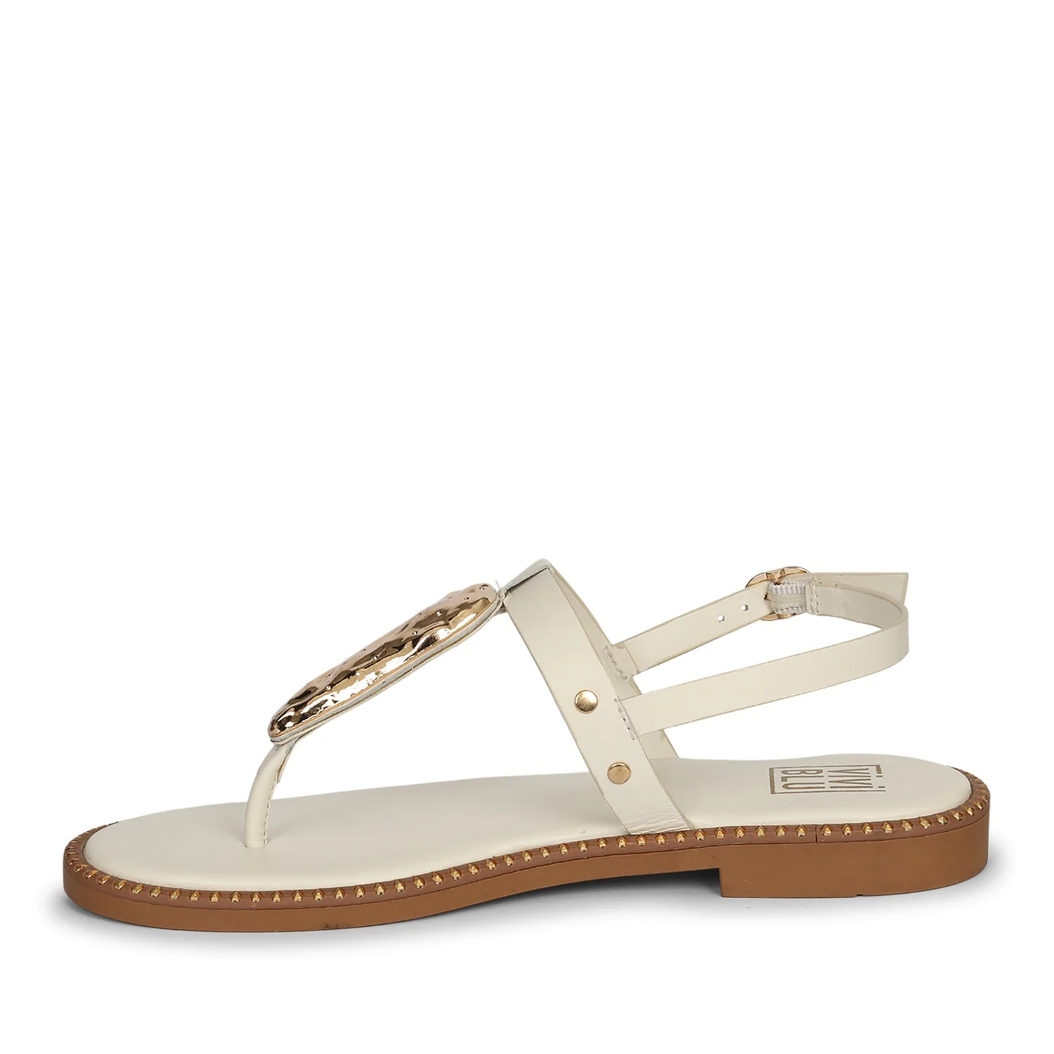 Alma Off White Leather Flat Sandals - Image 3