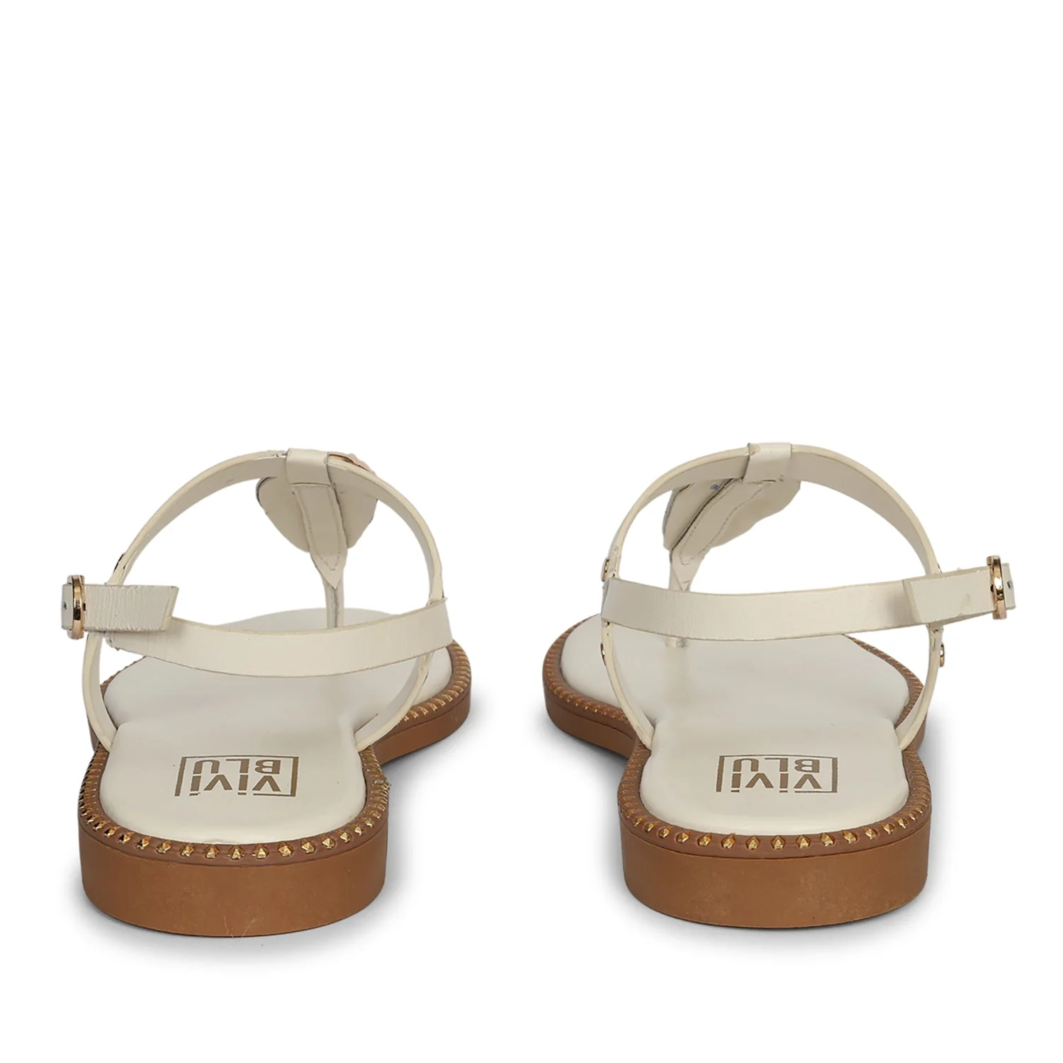 Alma Off White Leather Flat Sandals - Image 5