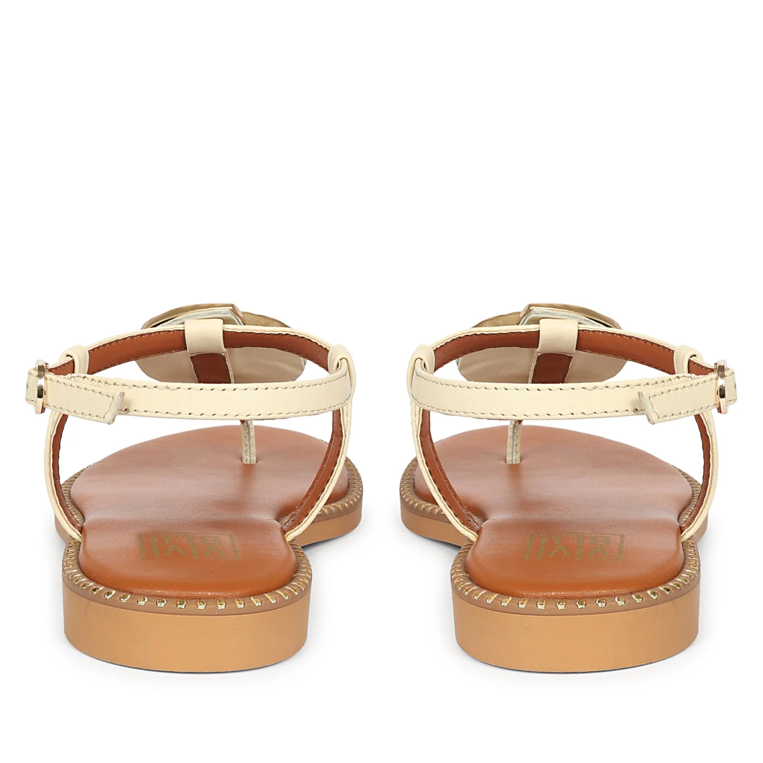 Amalia Off White Leather Flat Sandals - Image 5