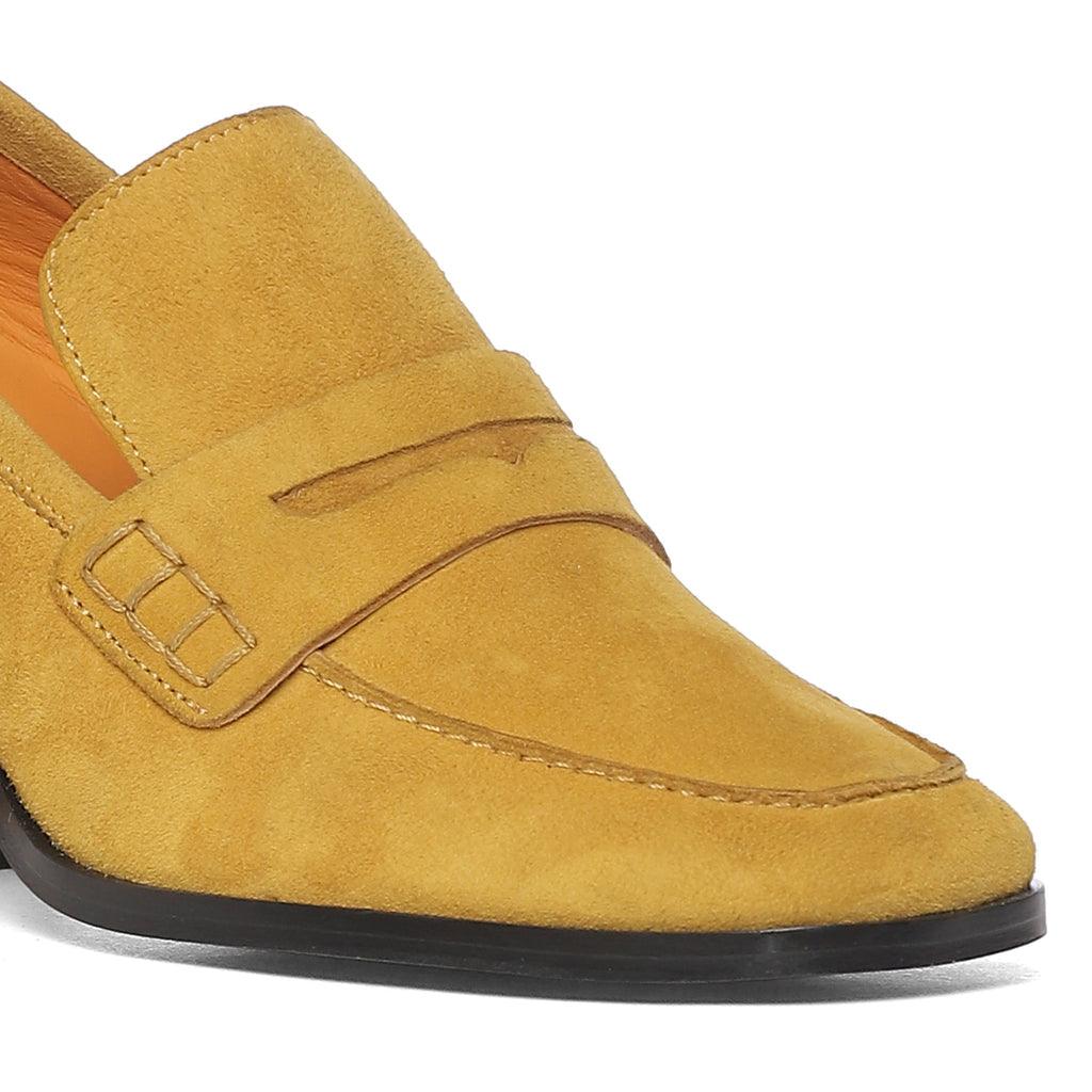 Amelia Mustard Suede Leather Moccasins - Image 6