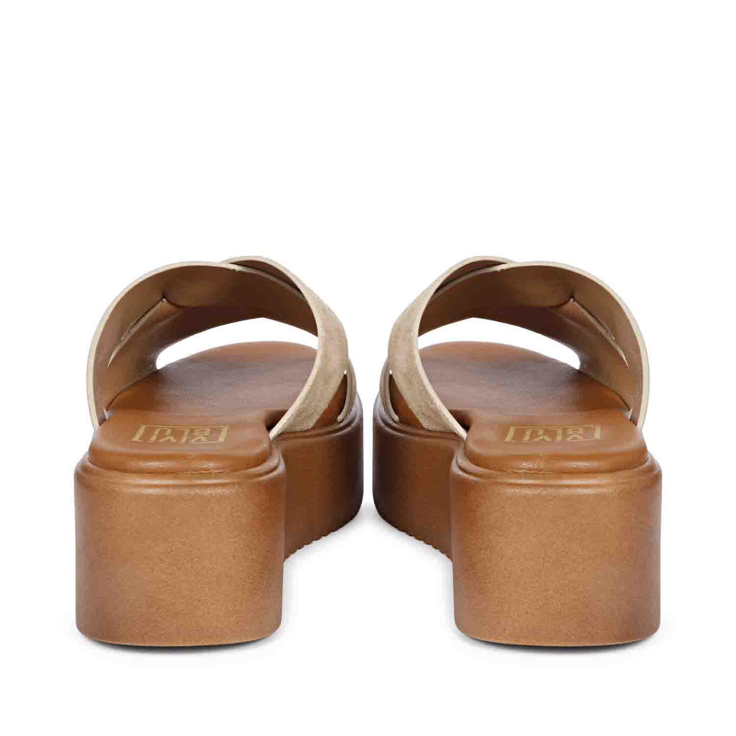 Anya Criss Cross Tan Leather Platform Sandals - Image 7