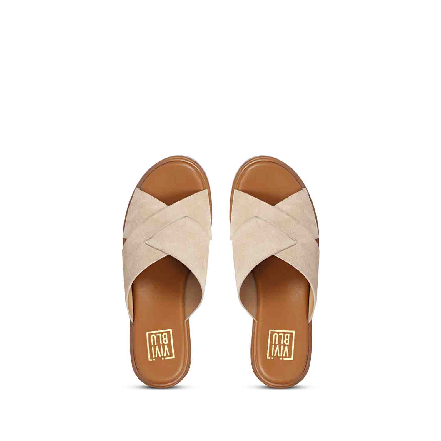 Anya Criss Cross Tan Leather Platform Sandals - Image 8