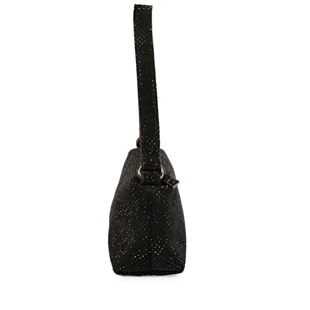 Aria Crystal Embellished Black Leather Mini Handbags - Image 3