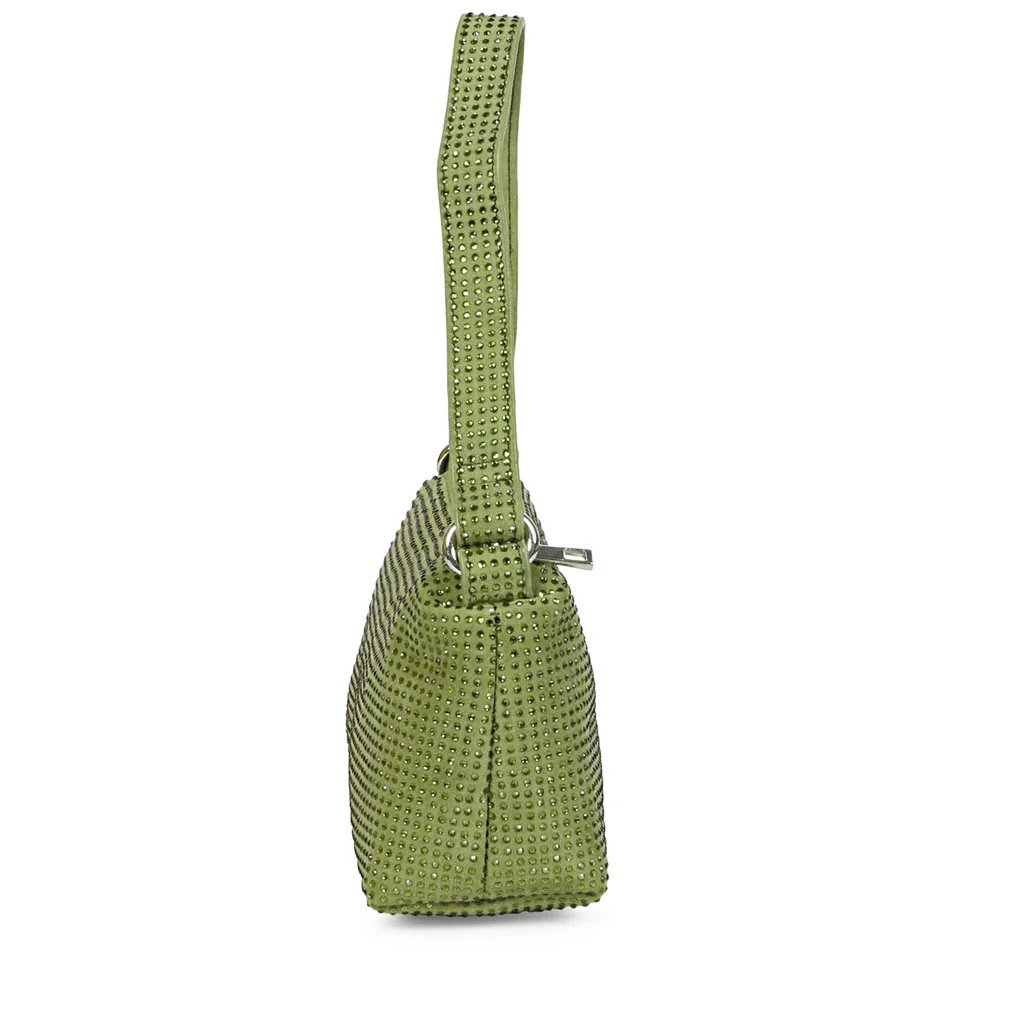 Aria Crystal Embellished Green Leather Mini Handbags - Image 2