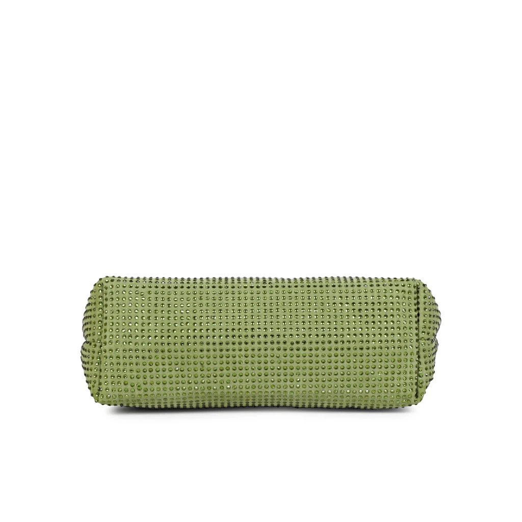 Aria Crystal Embellished Green Leather Mini Handbags - Image 3