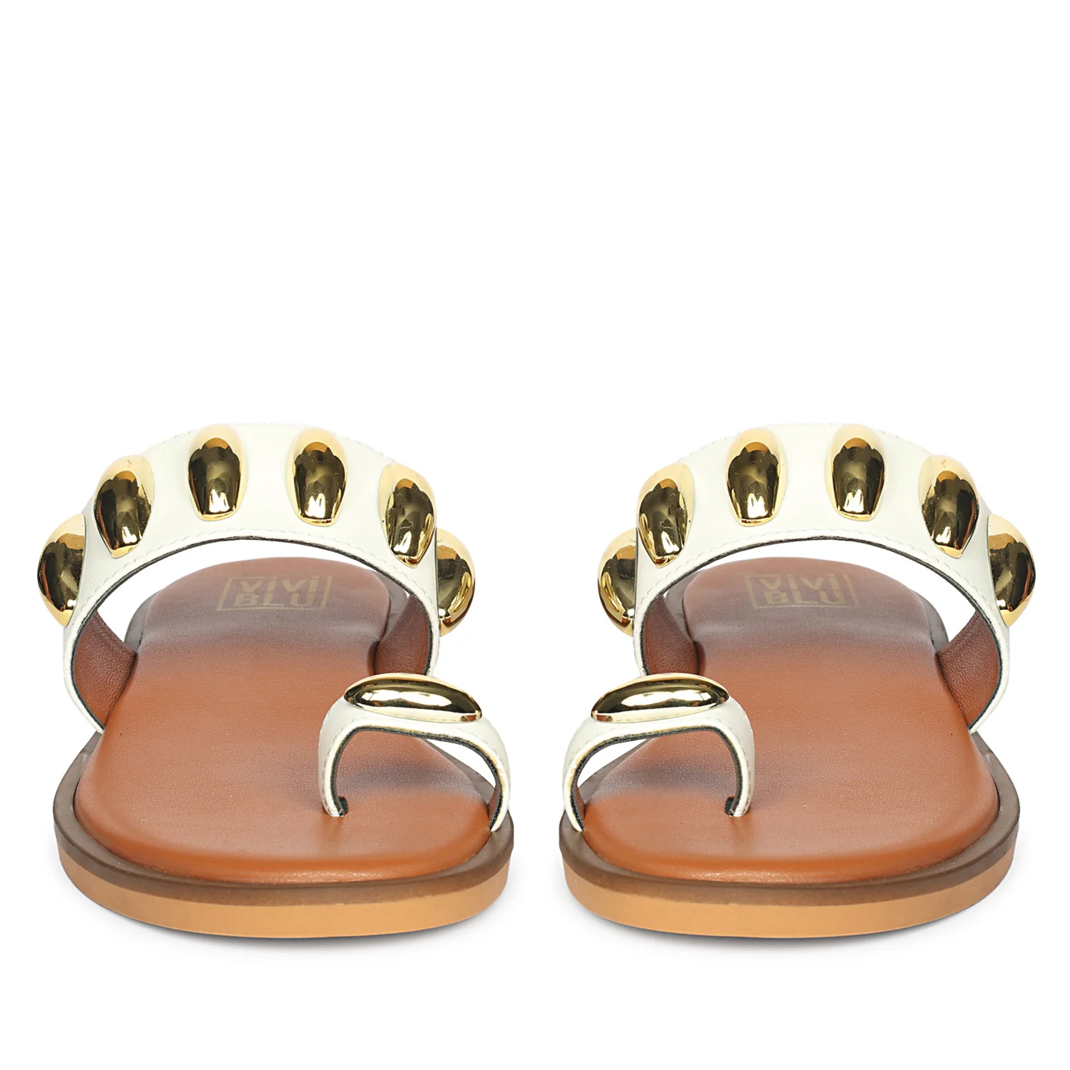 Maren White Leather Flat Sandals - Image 4