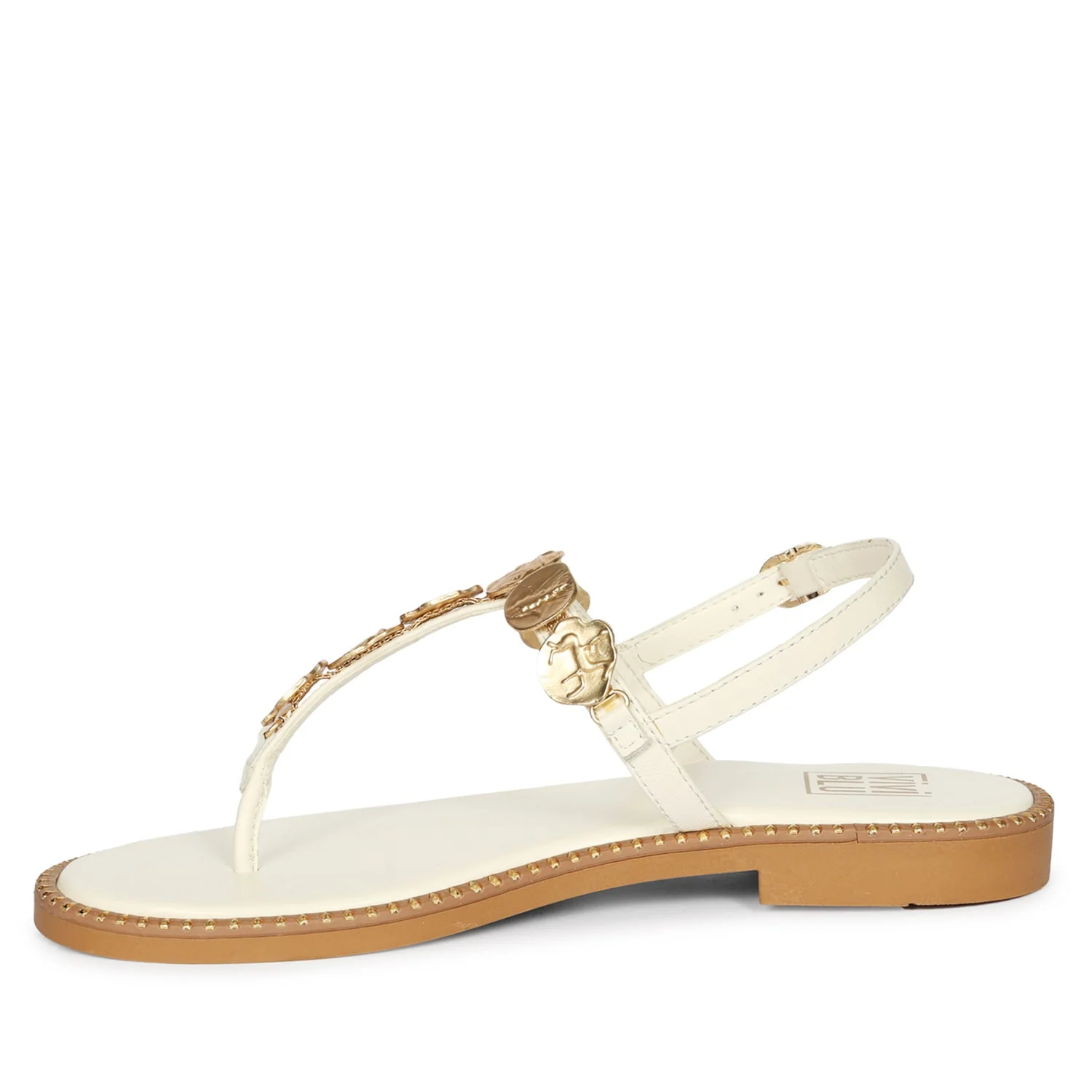 Averie Off White Leather Flat Sandals - Image 3