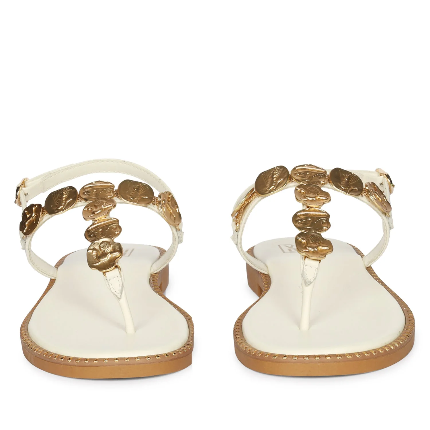 Averie Off White Leather Flat Sandals - Image 4