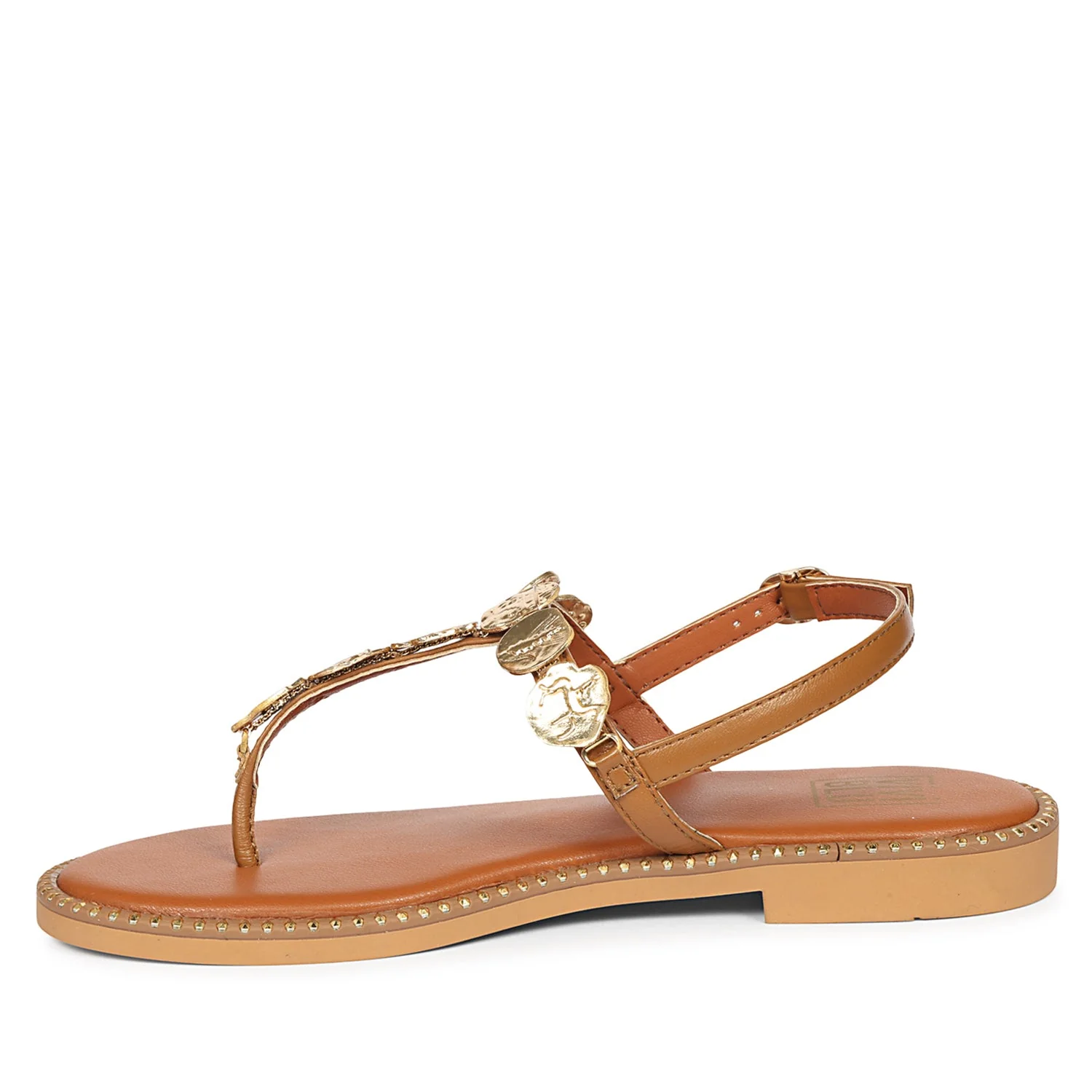 Averie Tan Leather Flat Sandals - Image 3