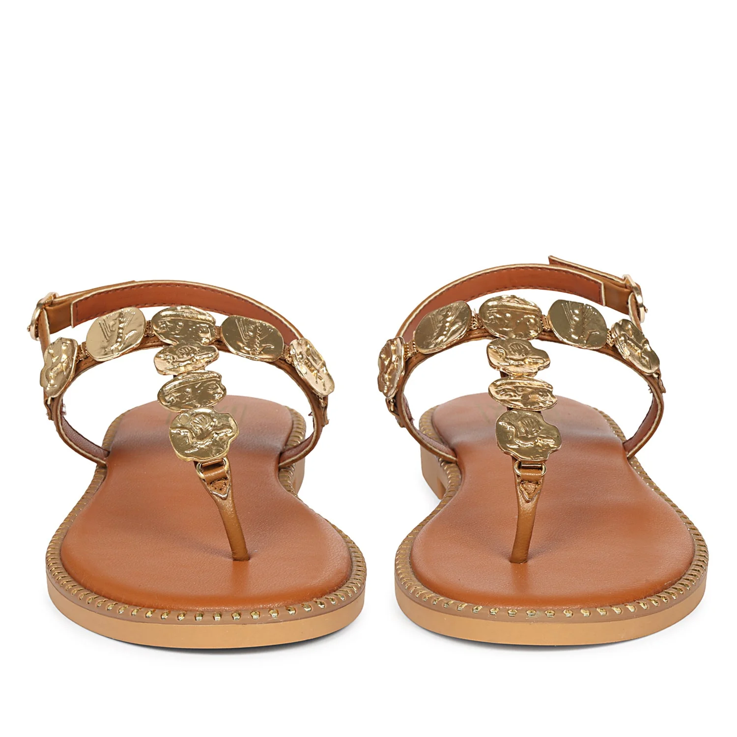 Averie Tan Leather Flat Sandals - Image 4
