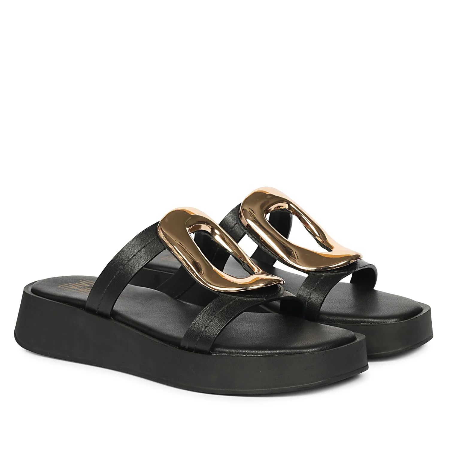 Avianna Black Leather Platform Sandals - Image 2
