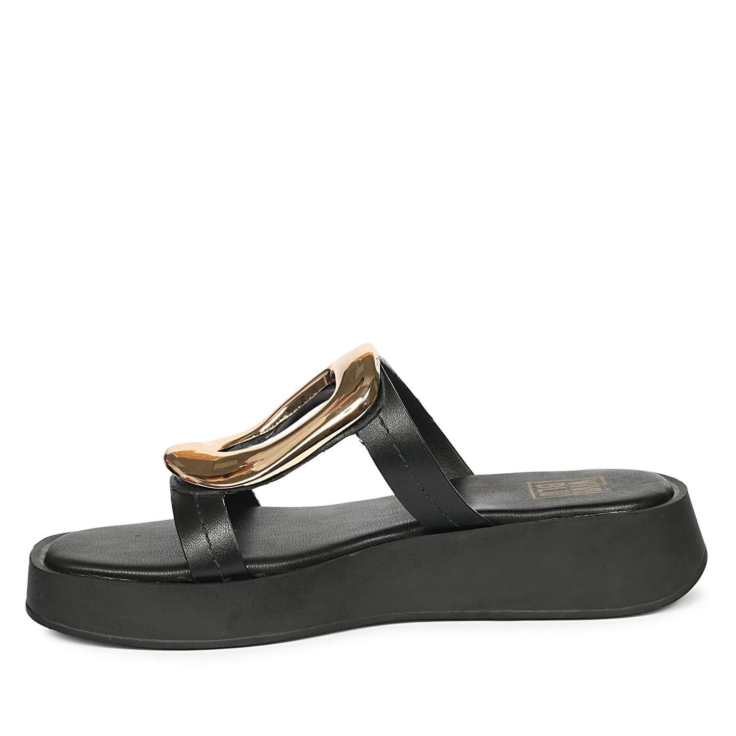 Avianna Black Leather Platform Sandals - Image 3