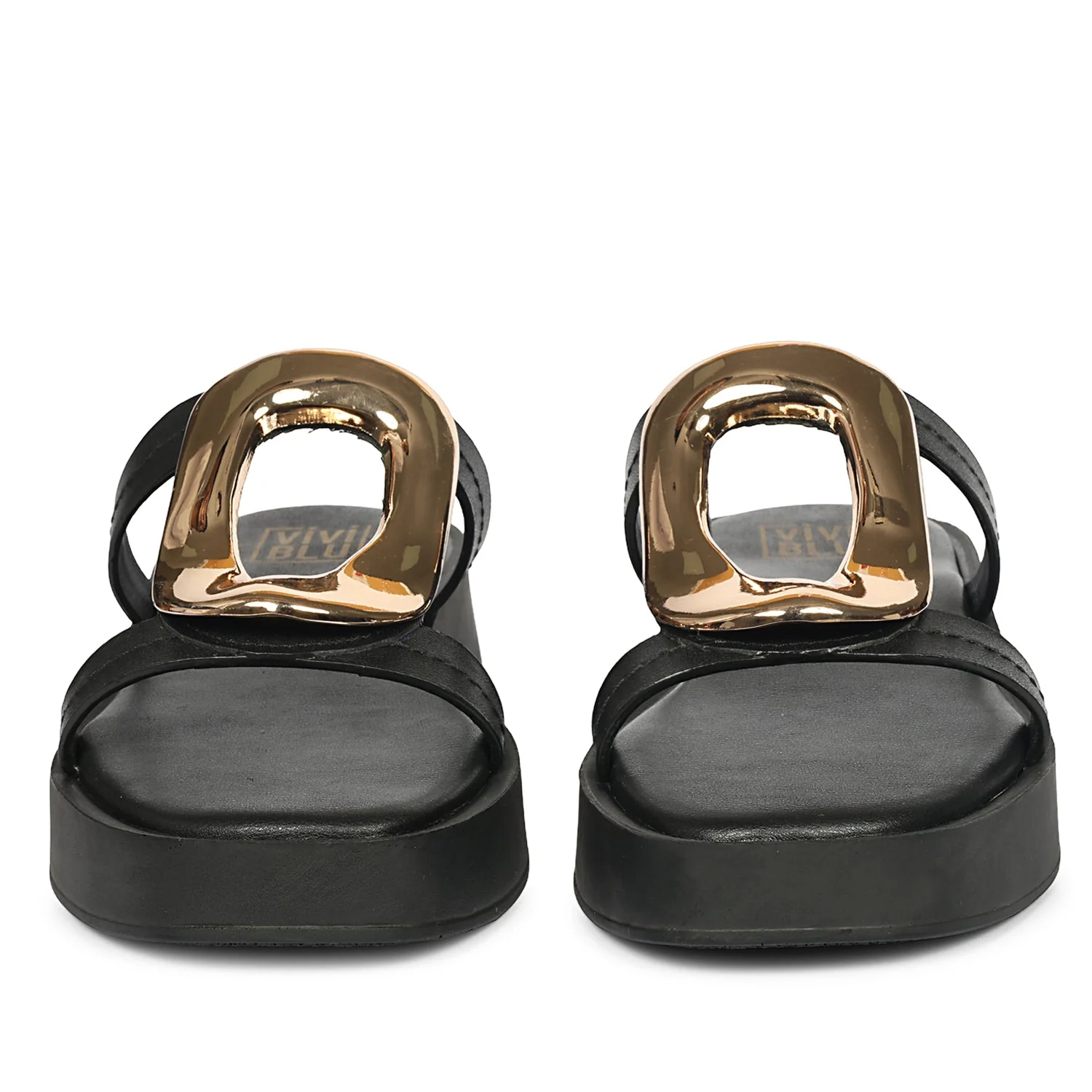 Avianna Black Leather Platform Sandals - Image 4