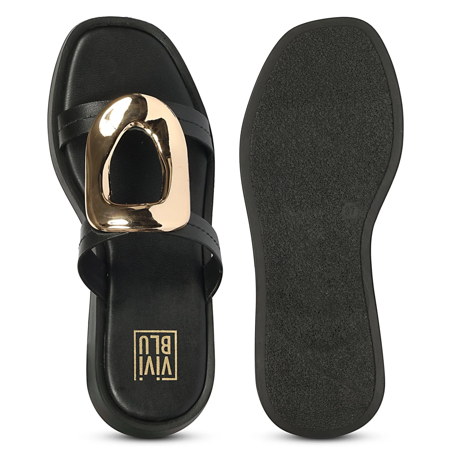Avianna Black Leather Platform Sandals - Image 6