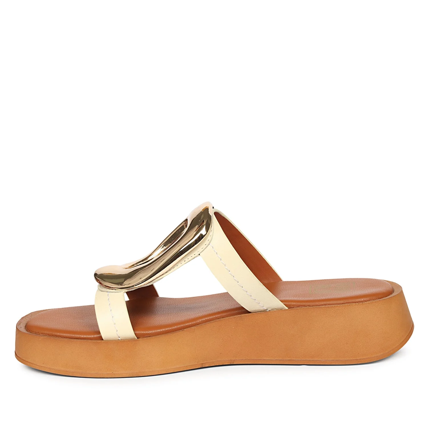 Avianna Off White Leather Platform Sandals - Image 3