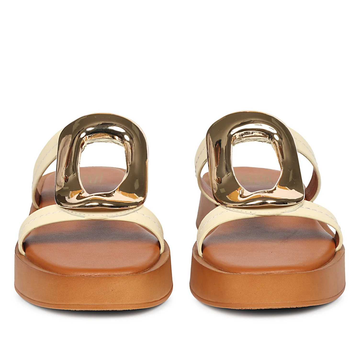 Avianna Off White Leather Platform Sandals - Image 4
