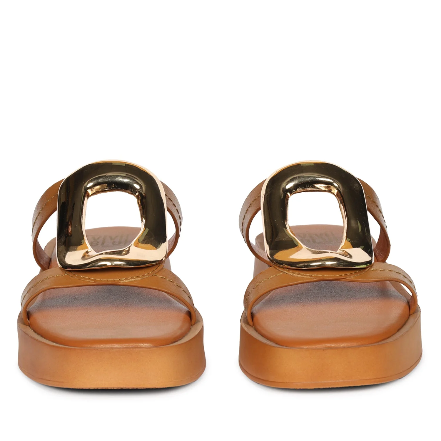 Avianna Tan Leather Platform Sandals - Image 4
