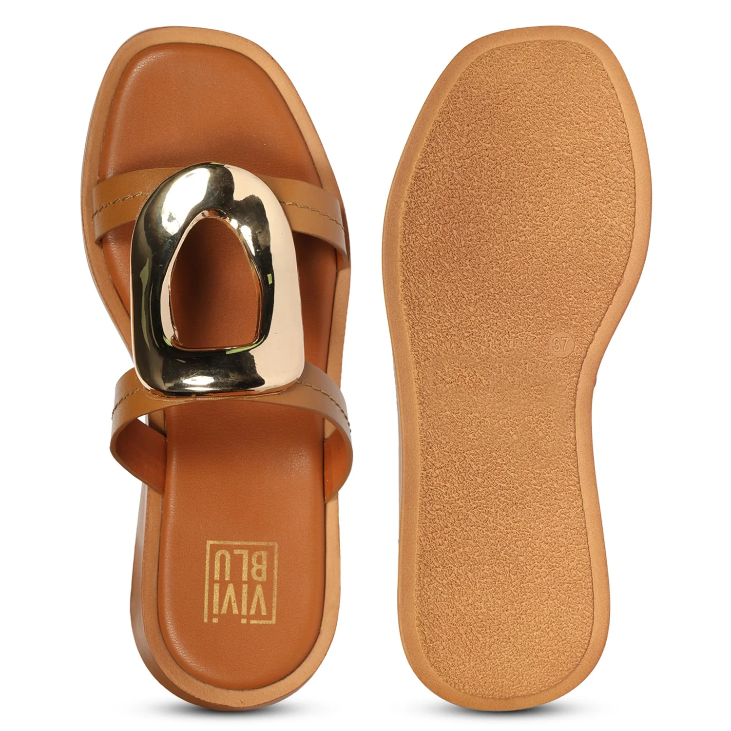Avianna Tan Leather Platform Sandals - Image 6