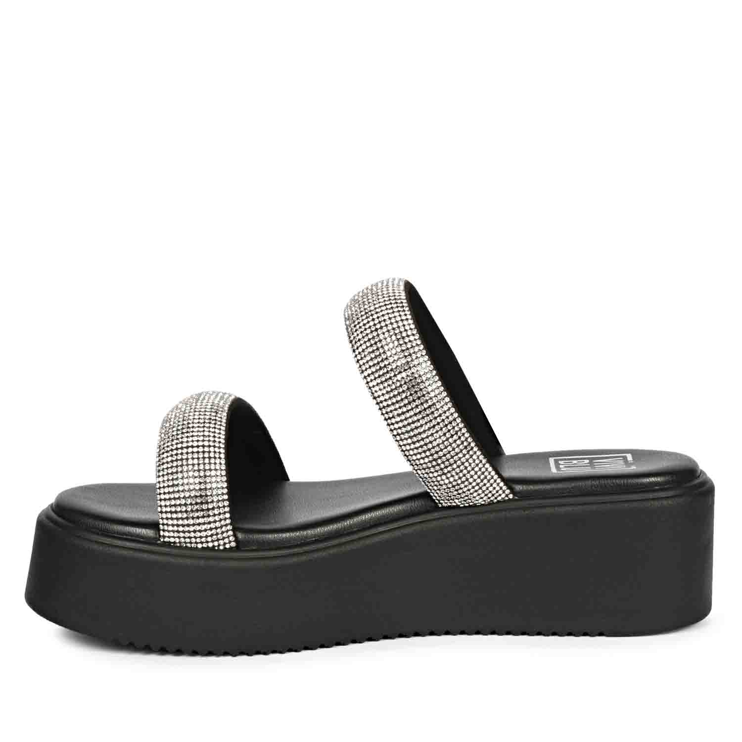 Aylin Crystal Cord Black Platform Sandals - Image 3
