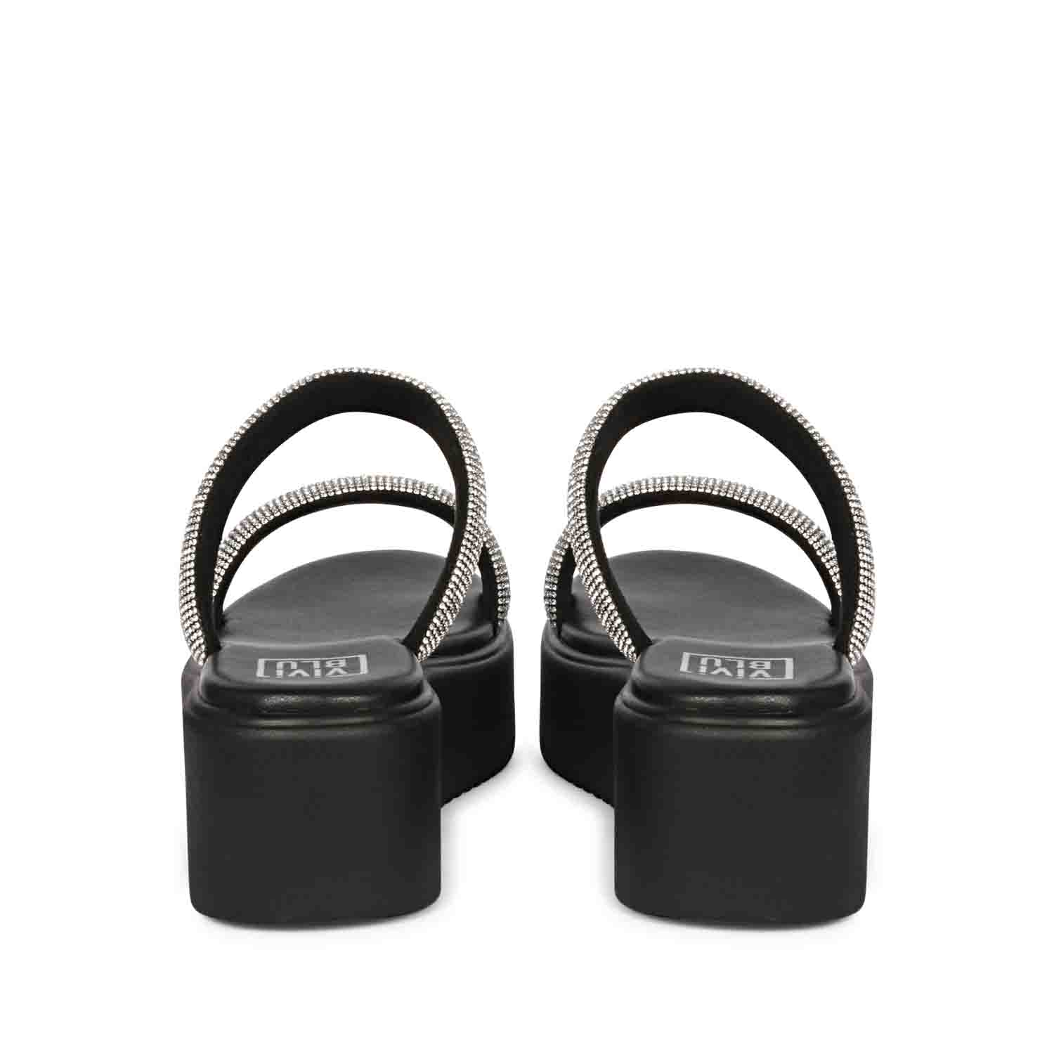 Aylin Crystal Cord Black Platform Sandals - Image 5