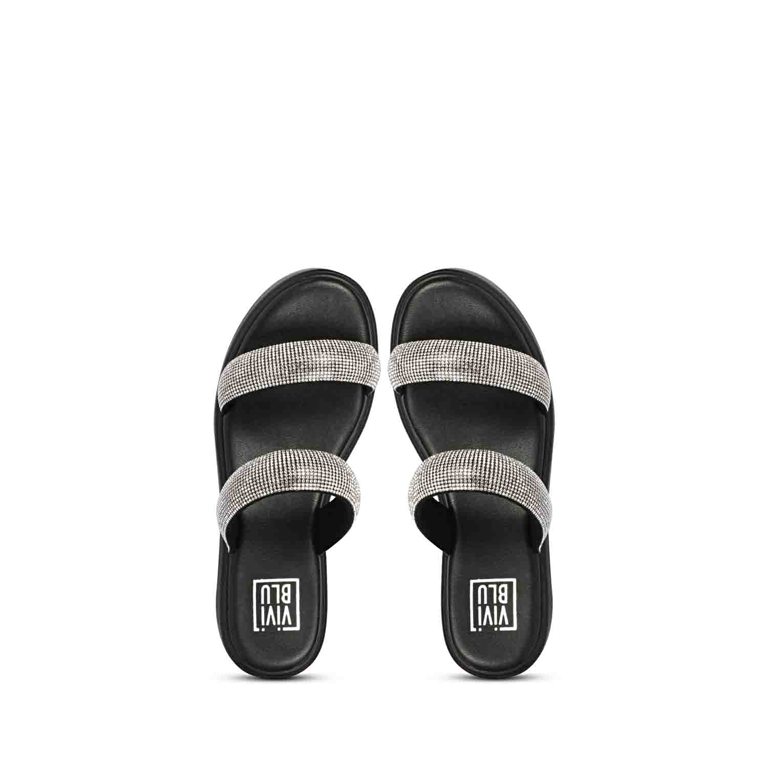 Aylin Crystal Cord Black Platform Sandals - Image 6