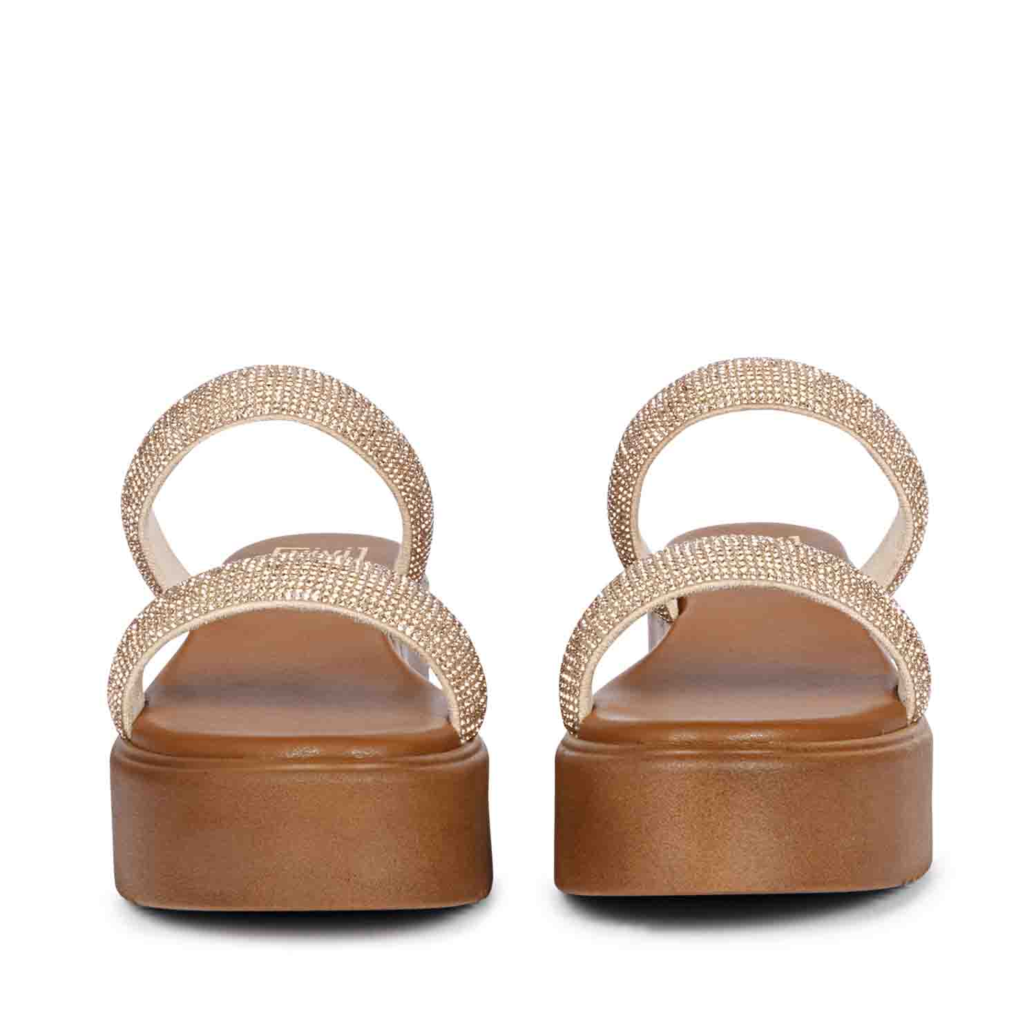 Aylin Crystal Cord Tan Platform Sandals - Image 4