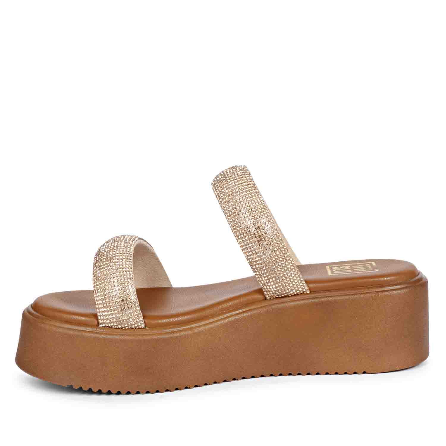 Aylin Crystal Cord Tan Platform Sandals - Image 5