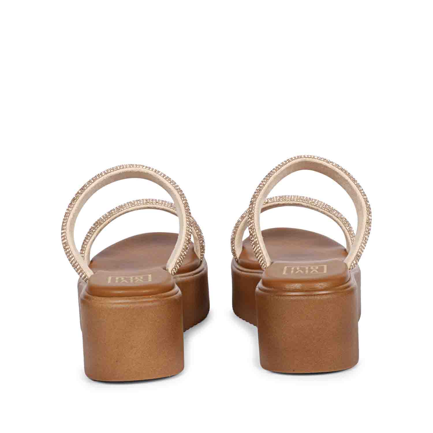 Aylin Crystal Cord Tan Platform Sandals - Image 6