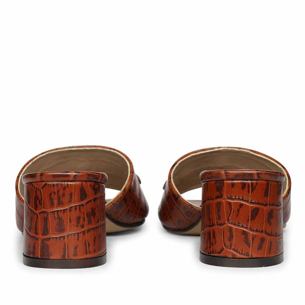 Saint Blair Brown Croc-embossed Leather Block Heels - Image 5