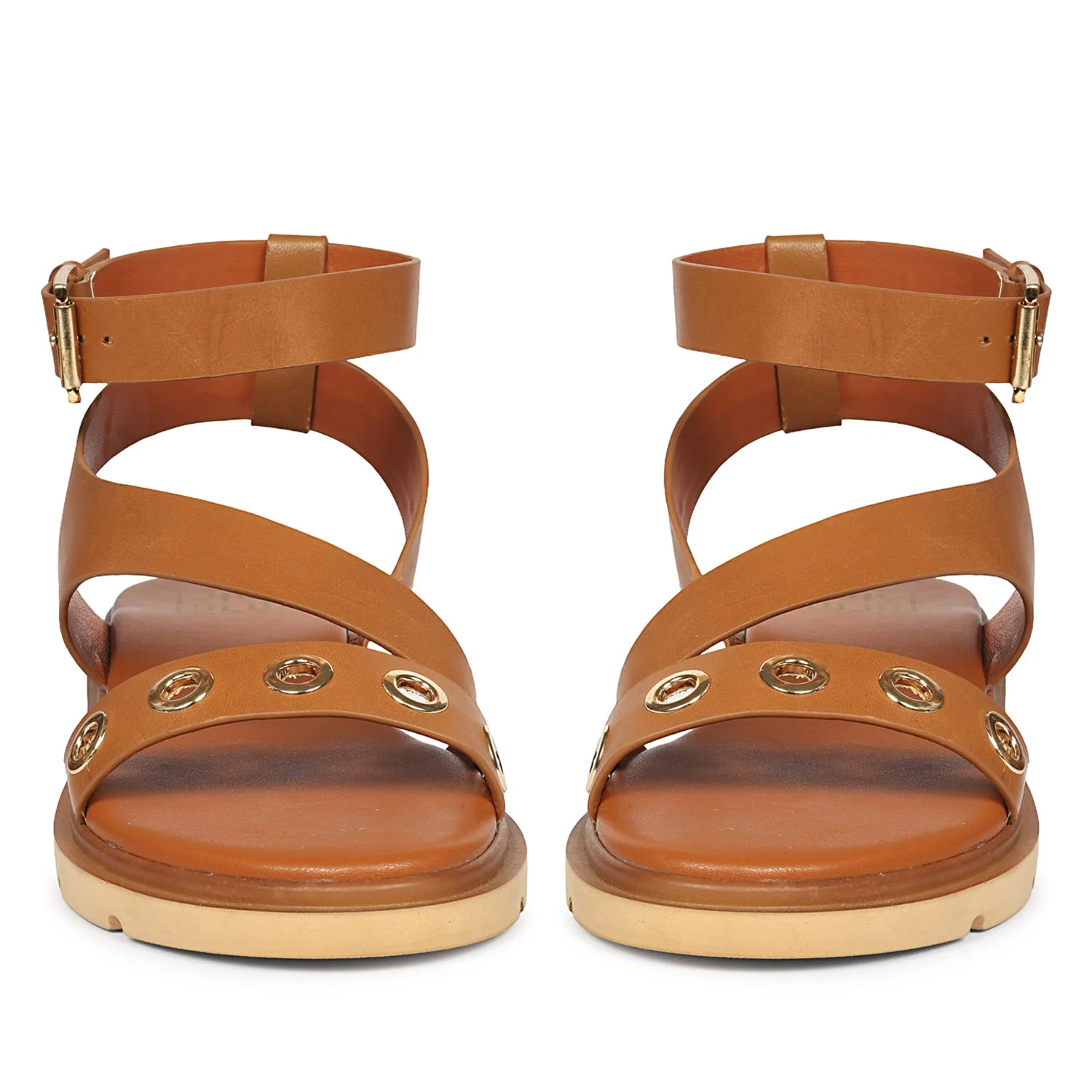 Brinley Tan Leather Flat Sandals - Image 4