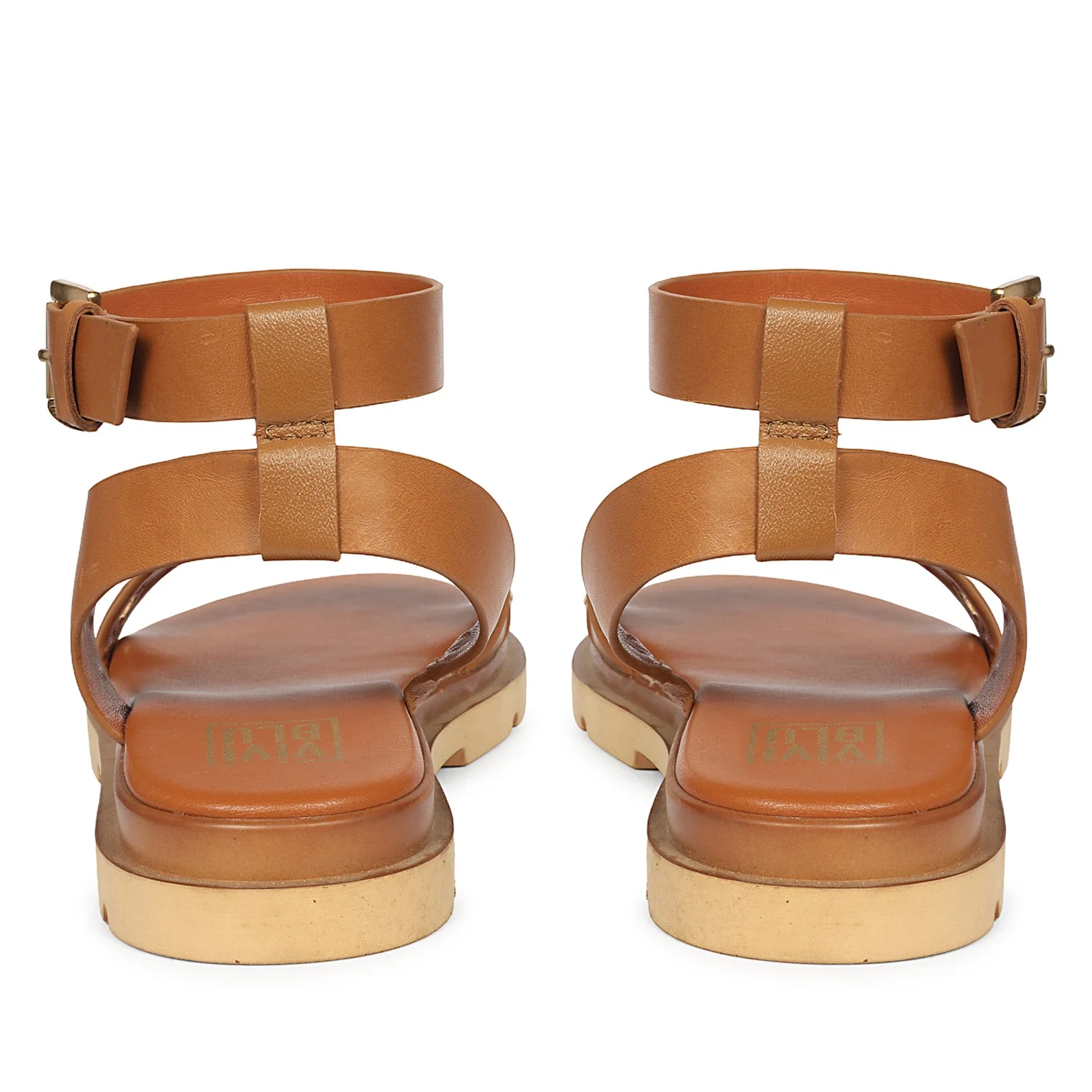 Brinley Tan Leather Flat Sandals - Image 5