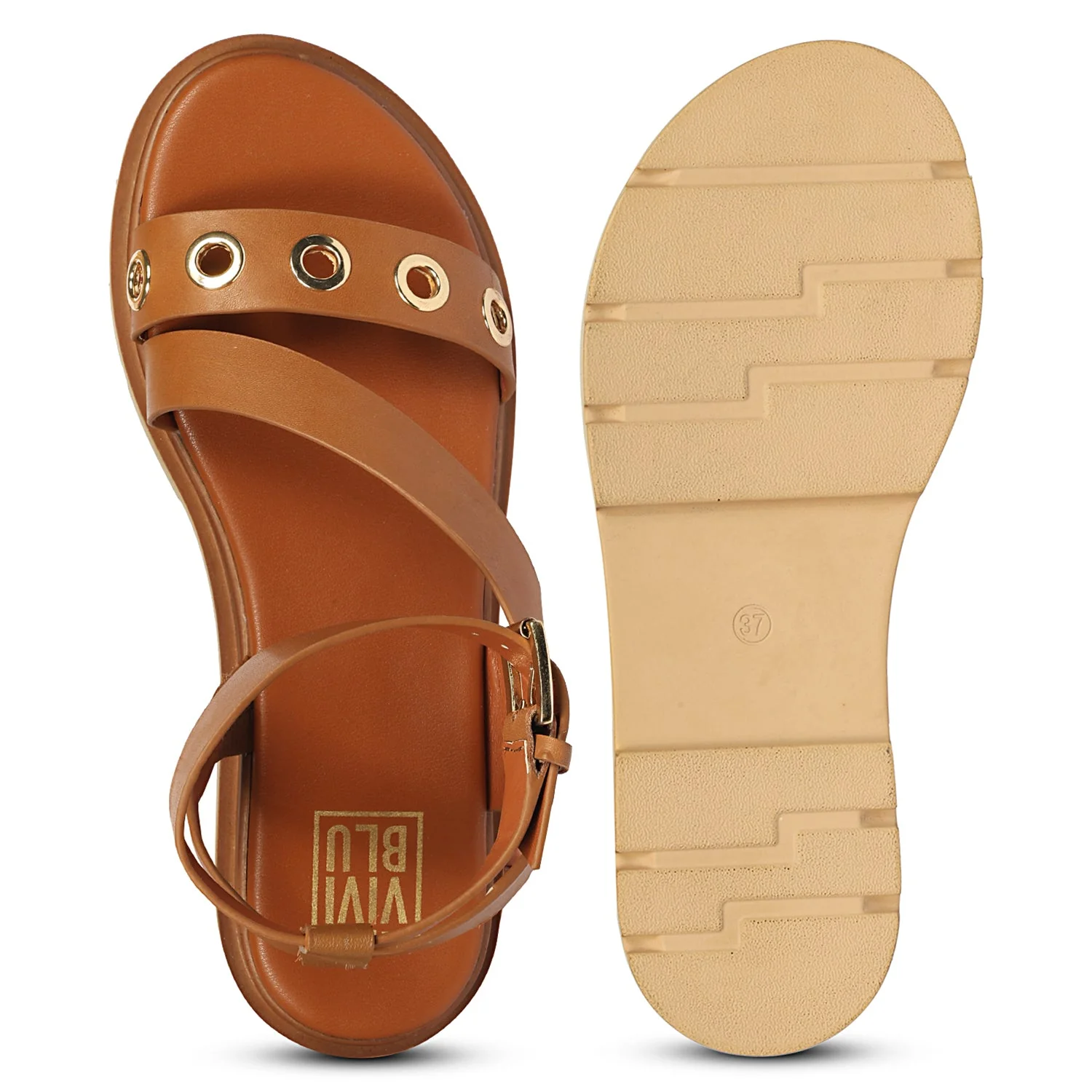 Brinley Tan Leather Flat Sandals - Image 6