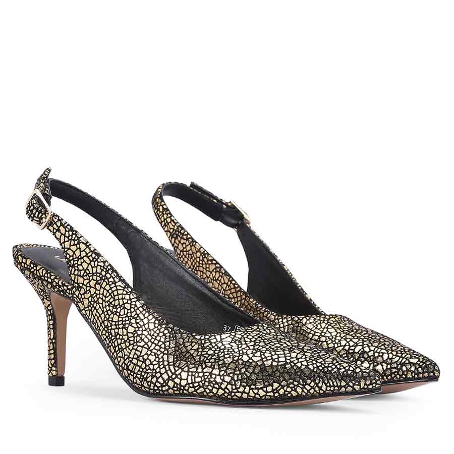 Callie Metallic Gold Leather Pumps - Image 2