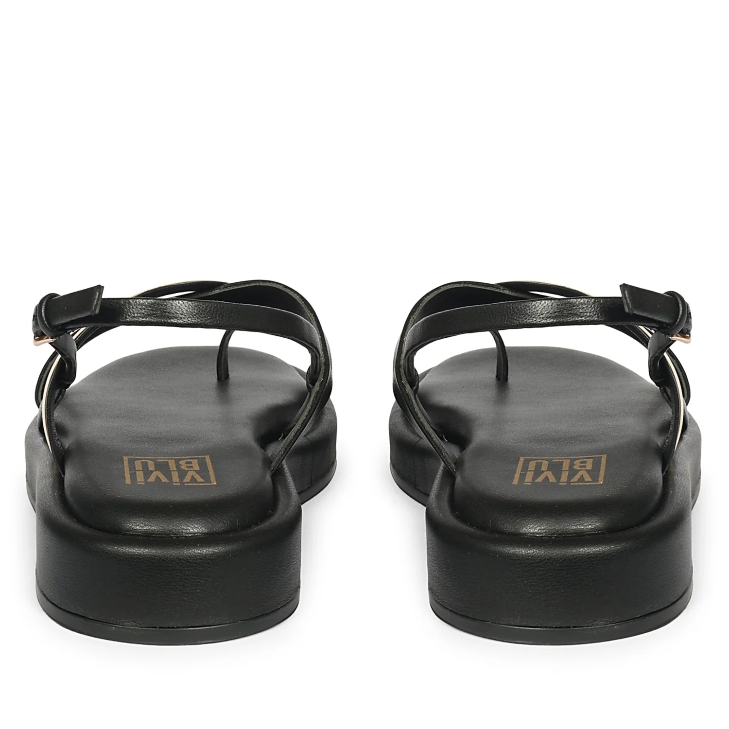 Camille Black Leather Platform Sandals - Image 5