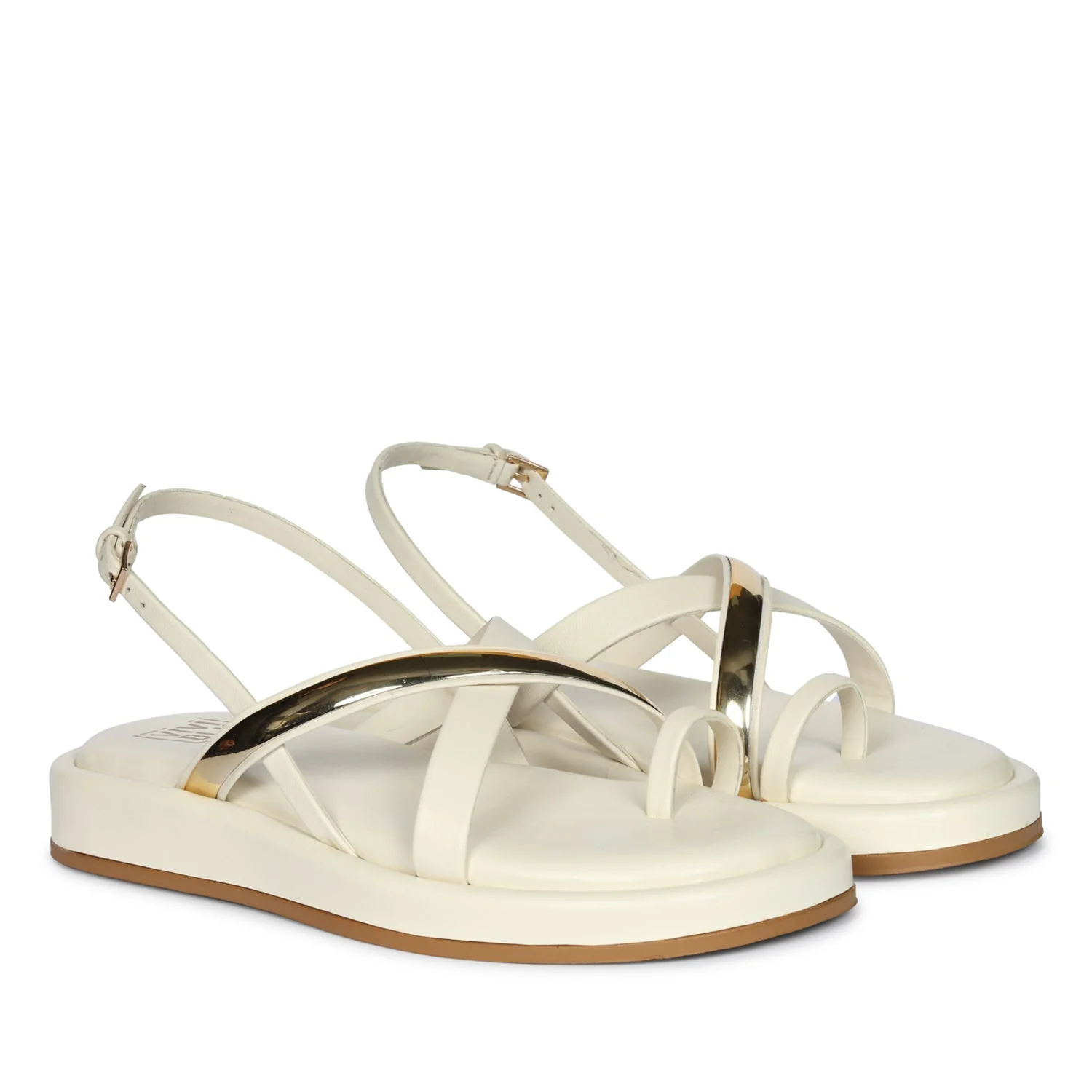 Camille Off White Leather Platform Sandals - Image 2