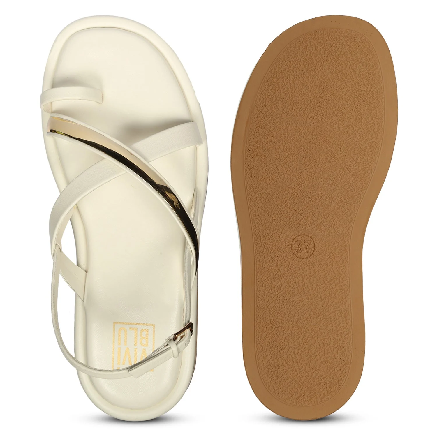 Camille Off White Leather Platform Sandals - Image 6