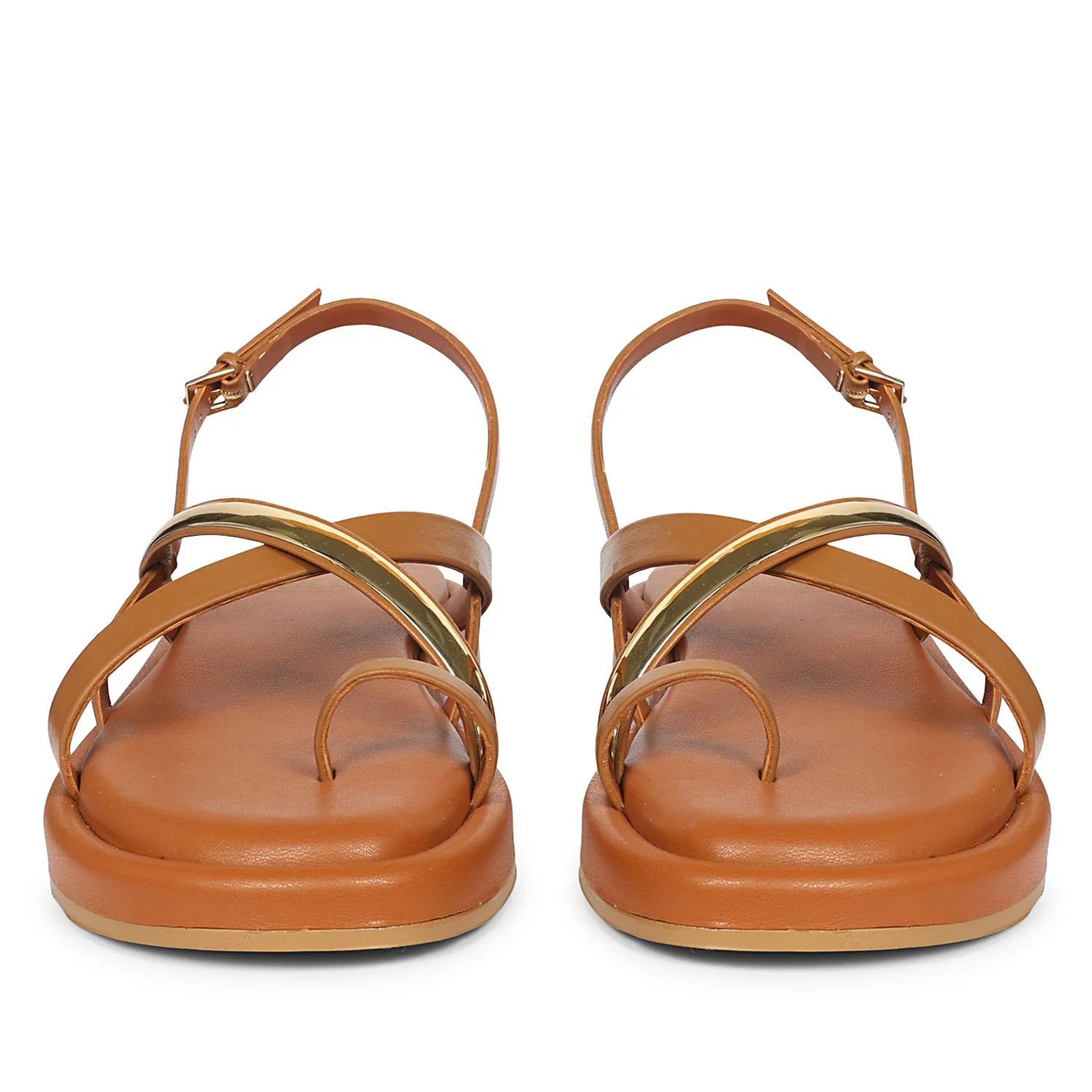 Camille Tan Leather Platform Sandals - Image 4
