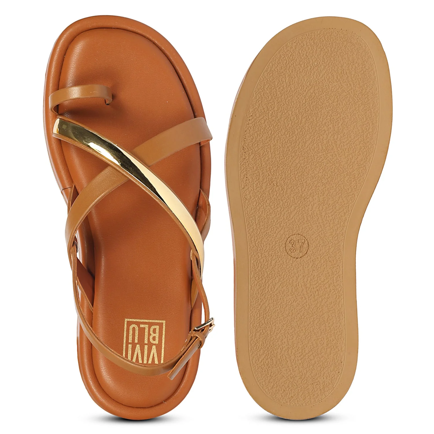 Camille Tan Leather Platform Sandals - Image 6