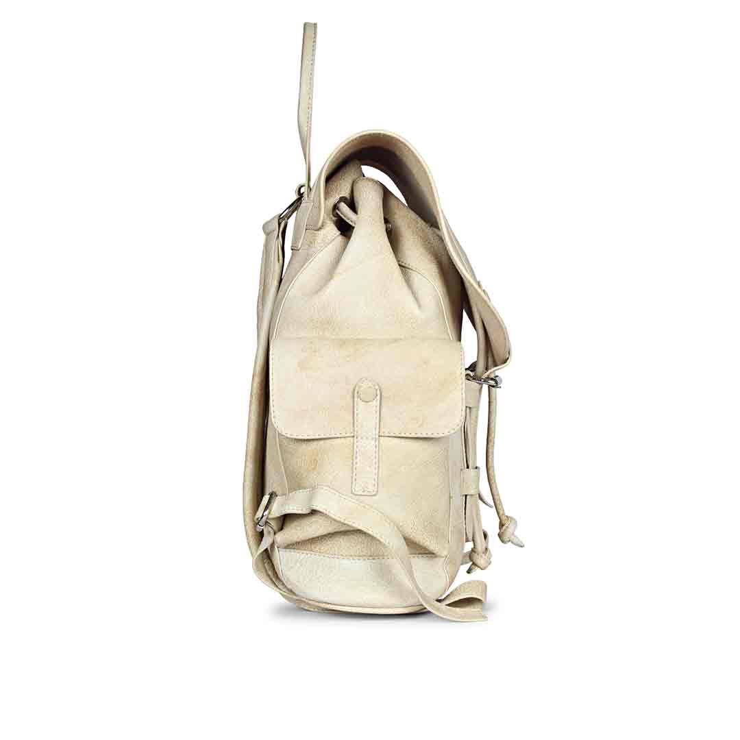 Capri Beige Leather Oversized Structured Backpacks - Image 5