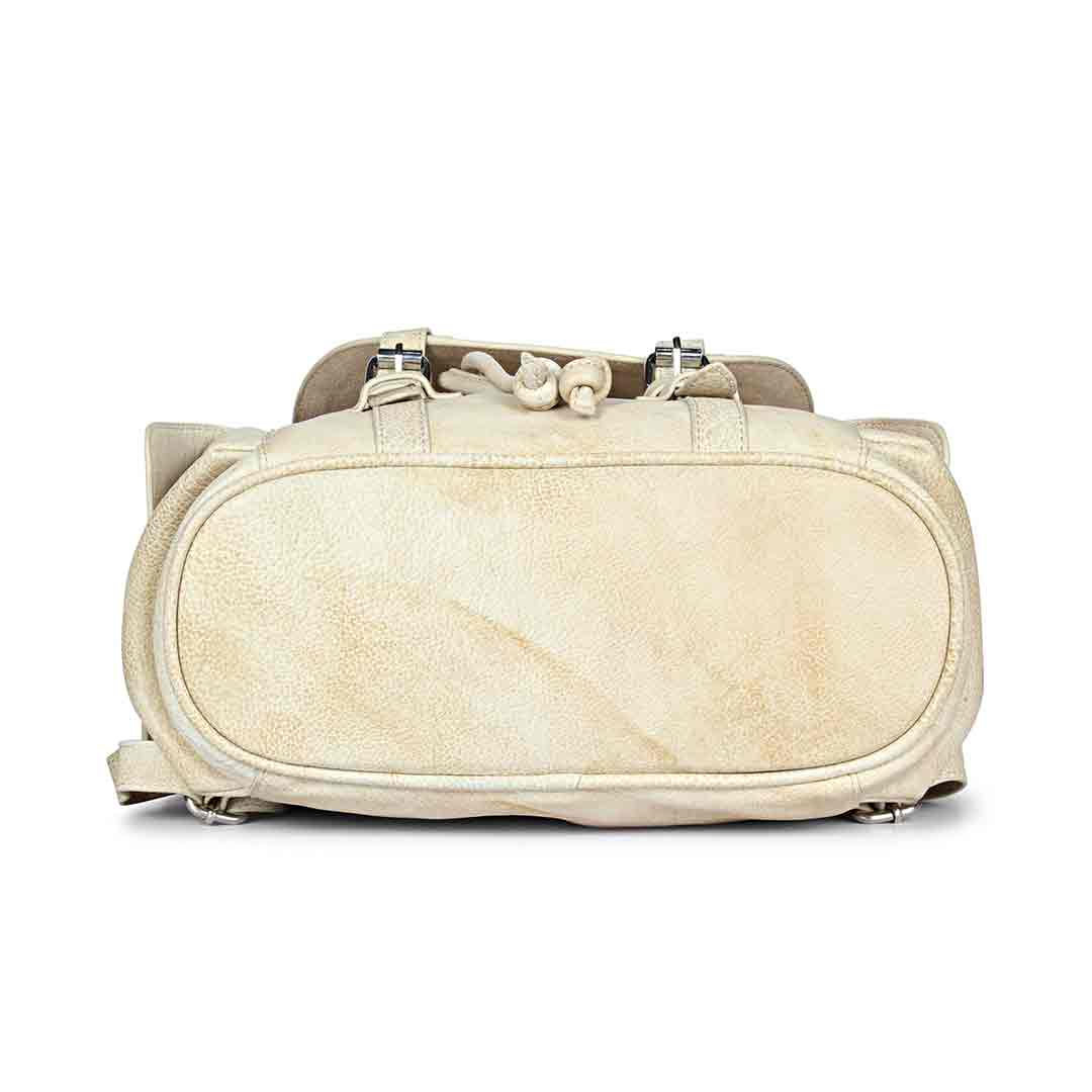 Capri Beige Leather Oversized Structured Backpacks - Image 6