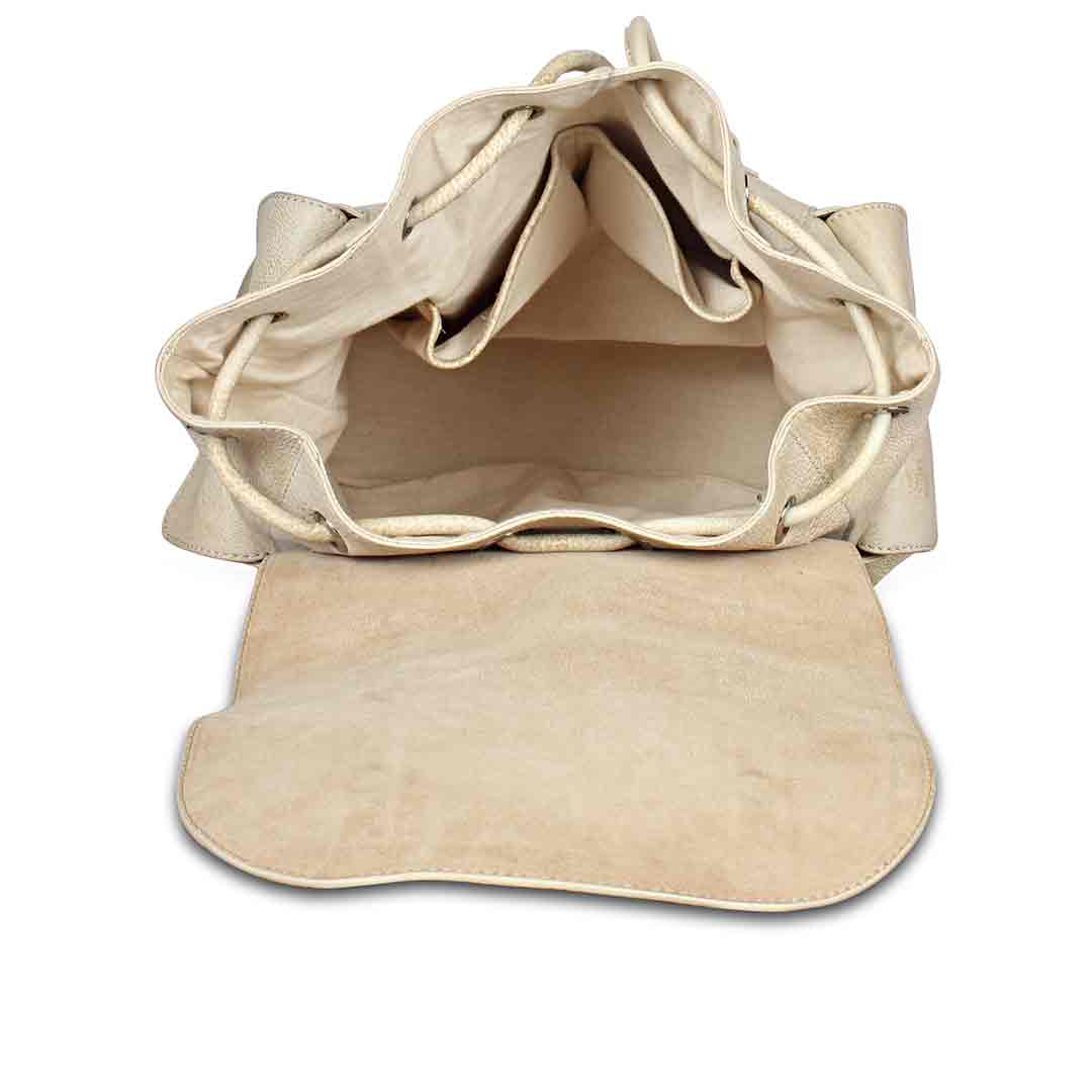Capri Beige Leather Oversized Structured Backpacks - Image 7