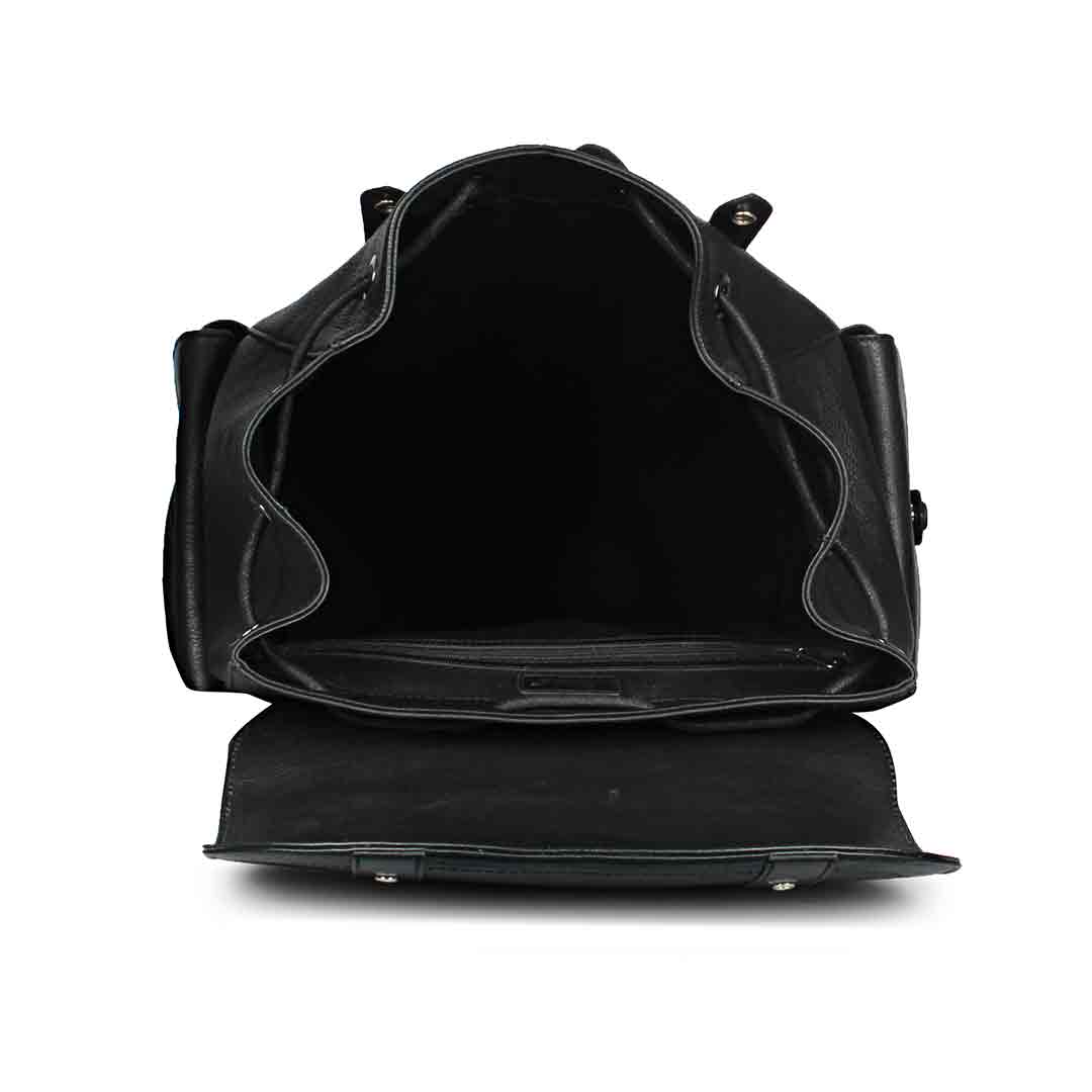 Capri Black Leather Oversized Structured Backpacks - Image 6