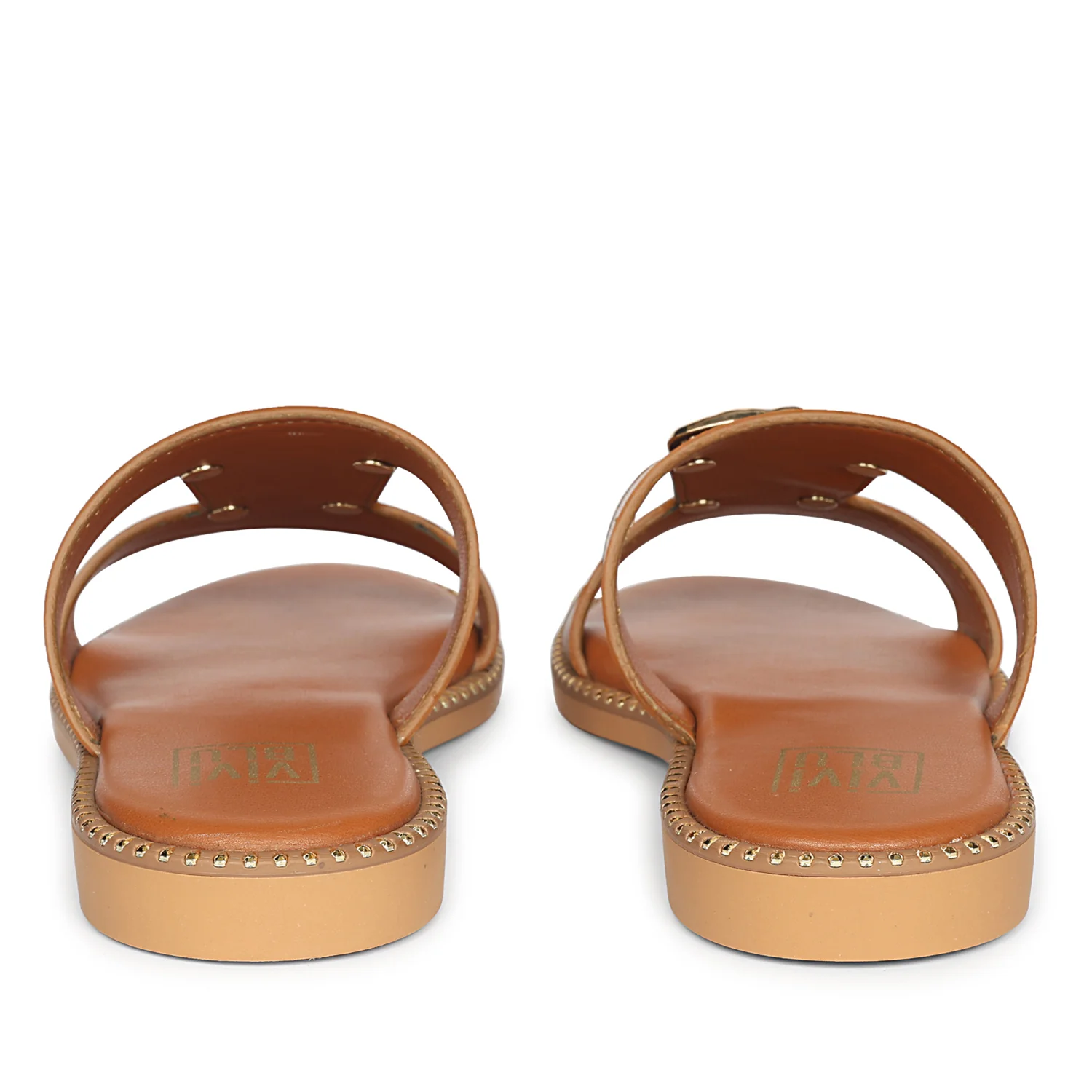 Catalina Tan Leather Flat Sandals - Image 5